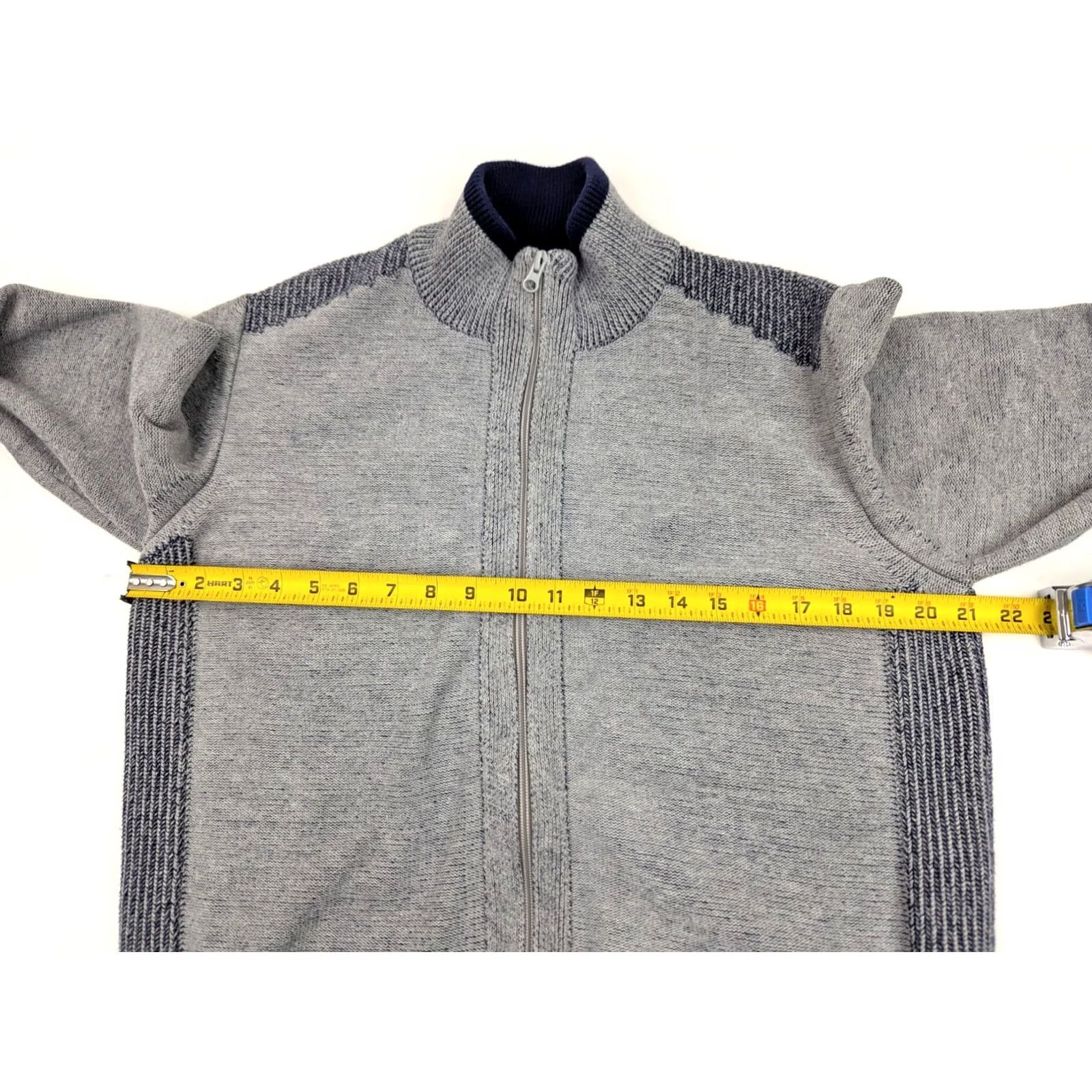 Carbon2Cobalt Carbon 2 Cobalt Full Zip Knit Sweater Cardigan Jacket Men M Gray Navy Blue Size US M / EU 48-50 / 2 - 5 Thumbnail