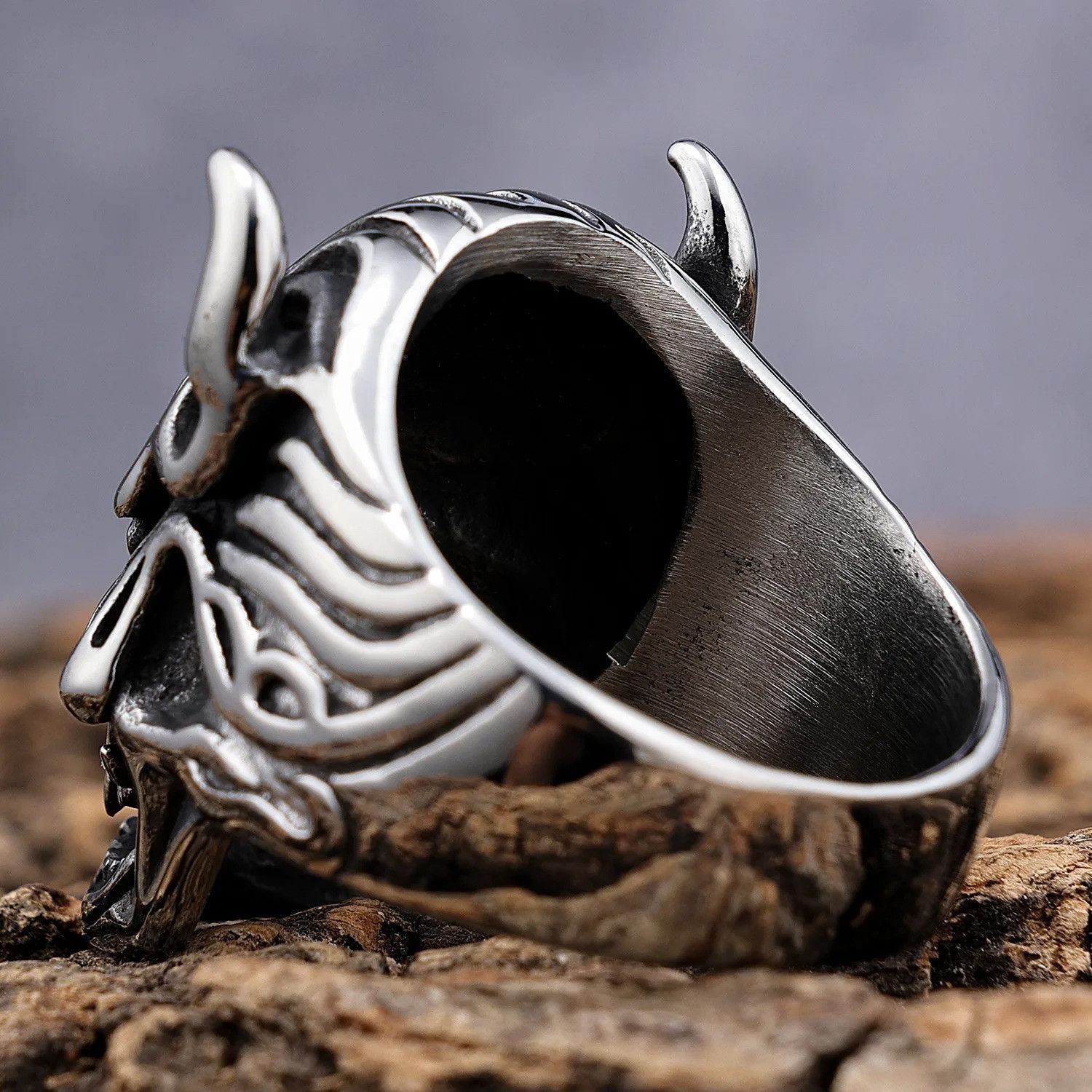Jewelry Retro Skull Stainless Steel Halloween Ring Size ONE SIZE - 3 Thumbnail