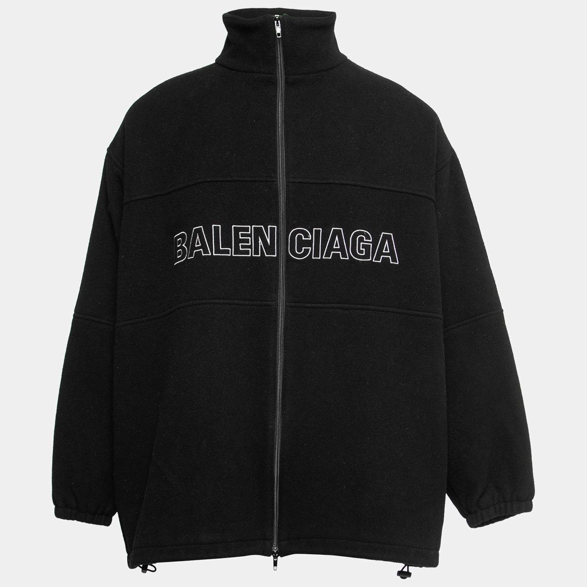 Balenciaga Balenciaga Black Wool Logo-Embroidered Zip-Up Jacket Size 44 Size US S / EU 44-46 / 1 - 2 Thumbnail