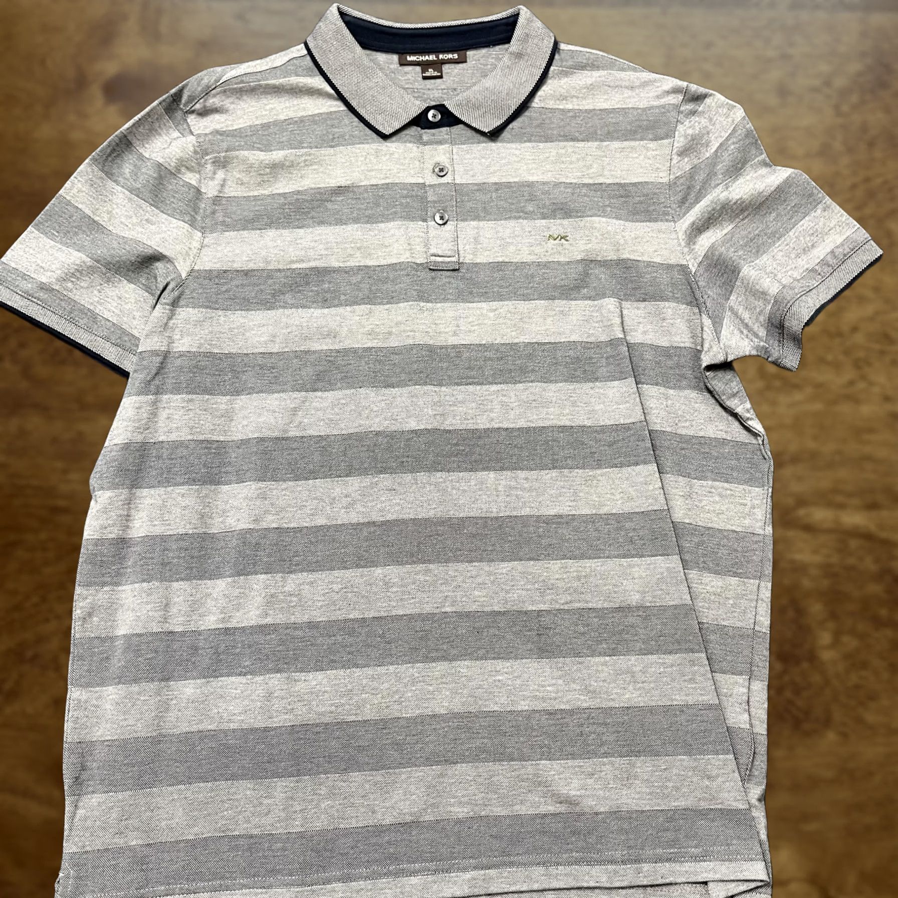 Michael Kors Michael Kors Polo Shirt Mens XL Gray Stripe Short Sleeve Casual Golf Preppy Size US XL / EU 56 / 4 - 1 Thumbnail