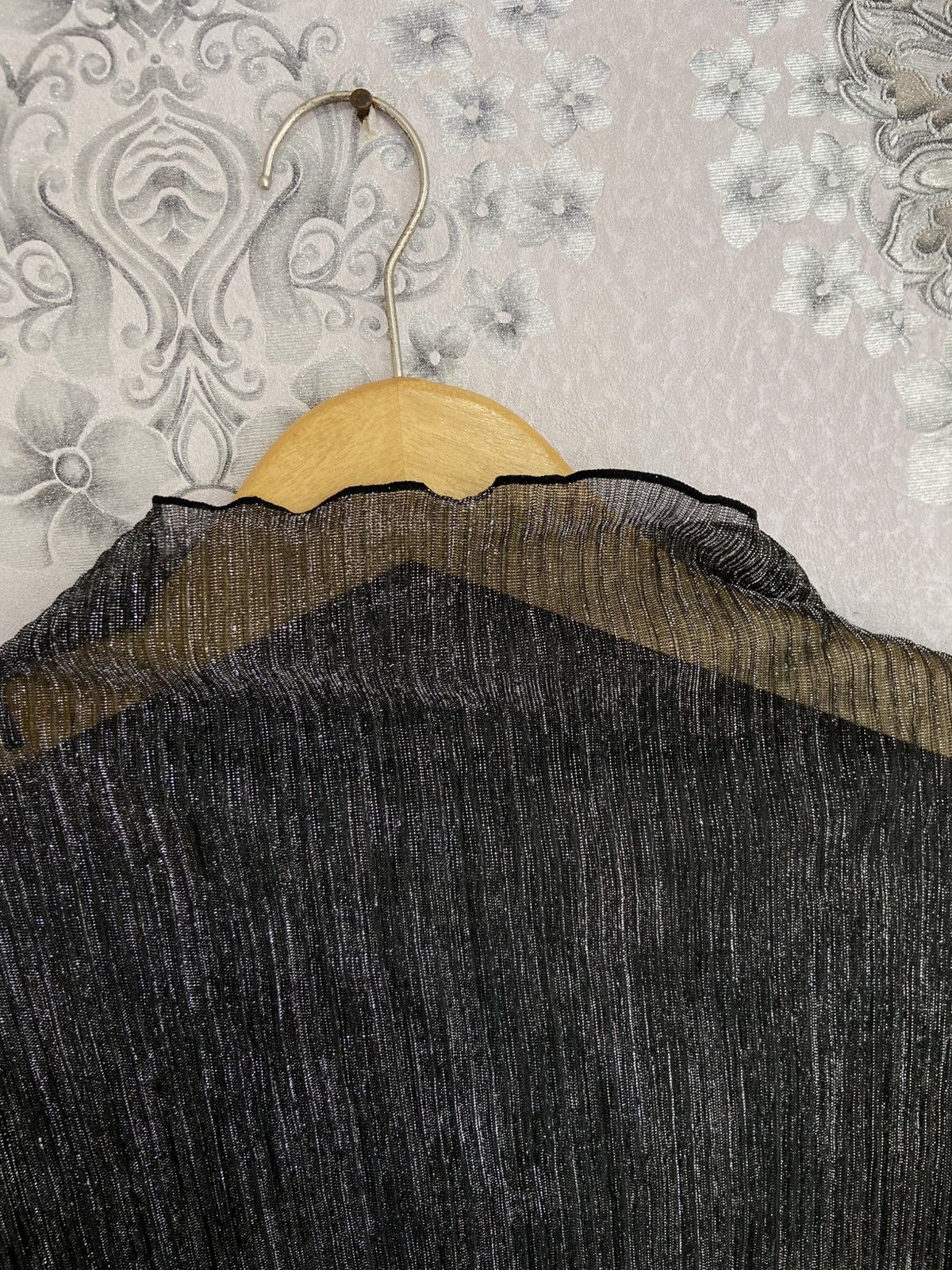 If Six Was Nine Black Metalic Color Elegant Striped See Through Women Tops Size L / US 10 / IT 46 - 4 Thumbnail
