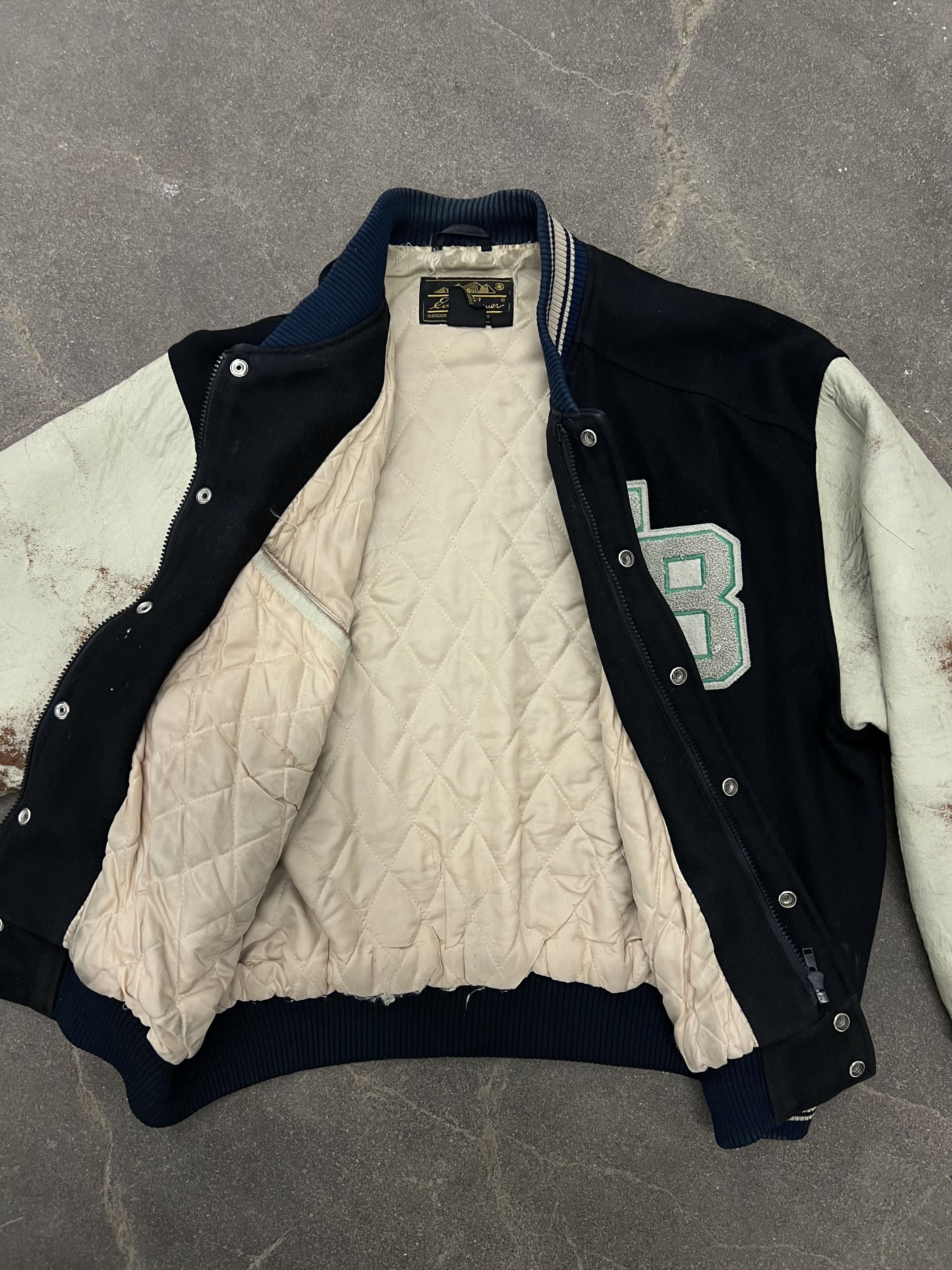Eddie Bauer × Vintage VTG 1980's/1990's Eddie Bauer Letterman Varsity Jacket Size US XL / EU 56 / 4 - 4 Thumbnail