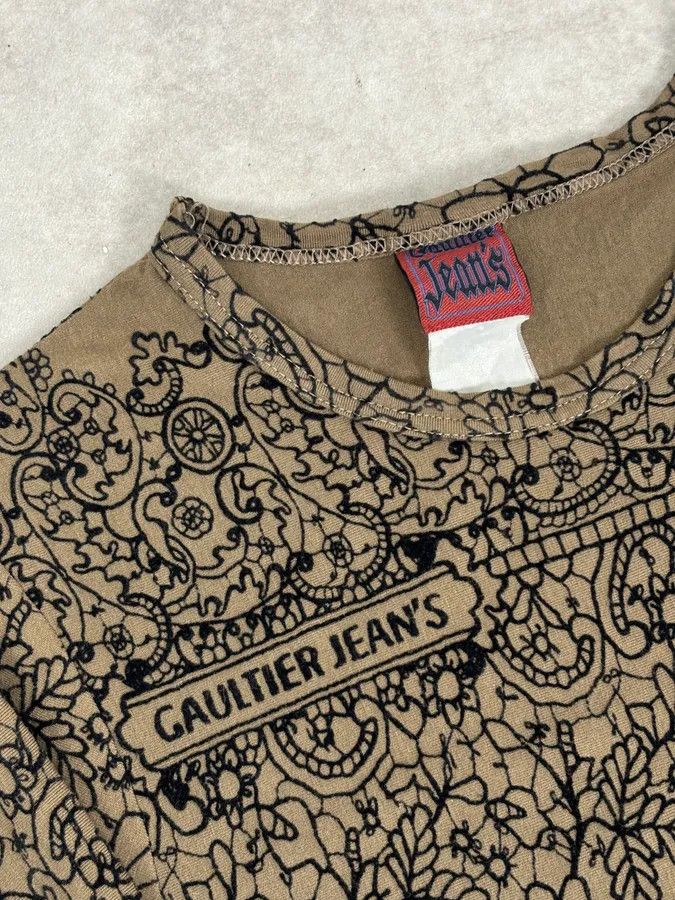 Jean Paul Gaultier 2000s Jean Paul Gaultier Khaki Tattoo Floral Maxi Dress Size S / US 4 / IT 40 - 11 Thumbnail