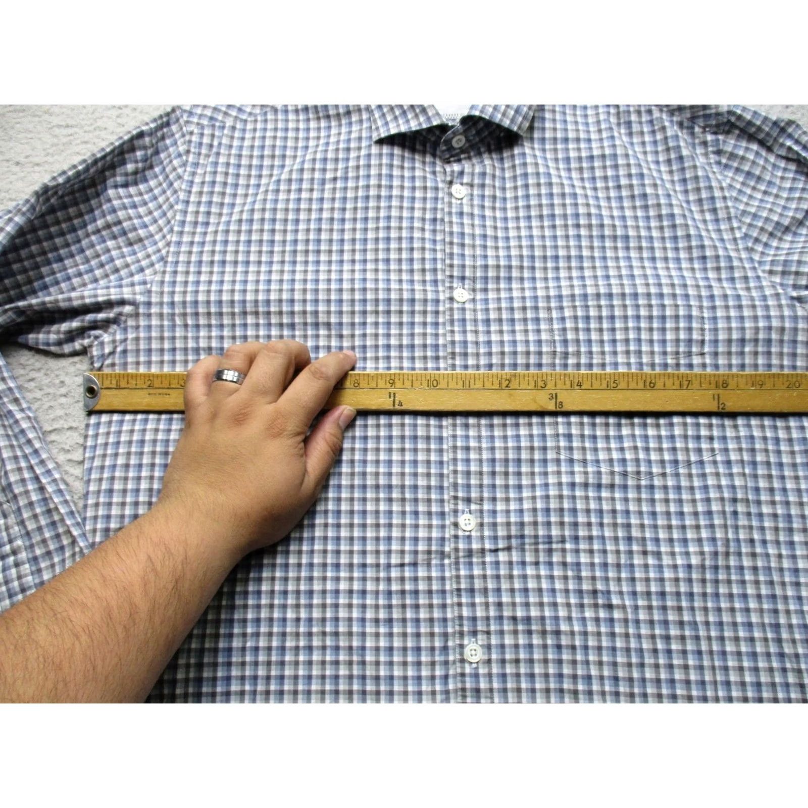 Billy Reid Billy Reid Shirt Mens M Blue Check Long Sleeve Button-Up Cotton Casual Size US M / EU 48-50 / 2 - 6 Thumbnail