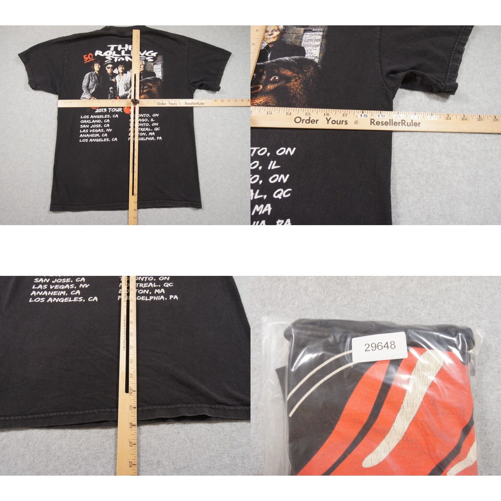 Vintage The Rolling Stones T-Shirt Men's Medium Black Concert Tour 2013 Rock Band Graphic Tee Size US M / EU 48-50 / 2 - 8 Thumbnail