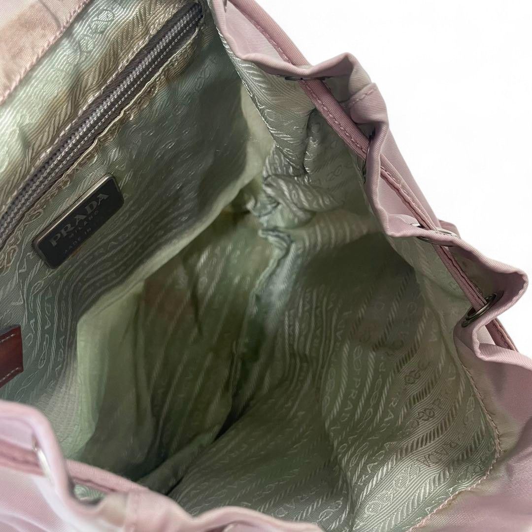 Prada Prada - Pink Leather Nylon Rucksack Backpack Triangle Logo Size ONE SIZE - 13 Thumbnail