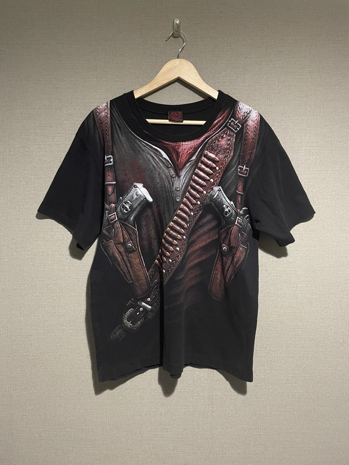 Vintage Vintage black mens full print t-shirt guns military Size US XL / EU 56 / 4 - 1 Thumbnail
