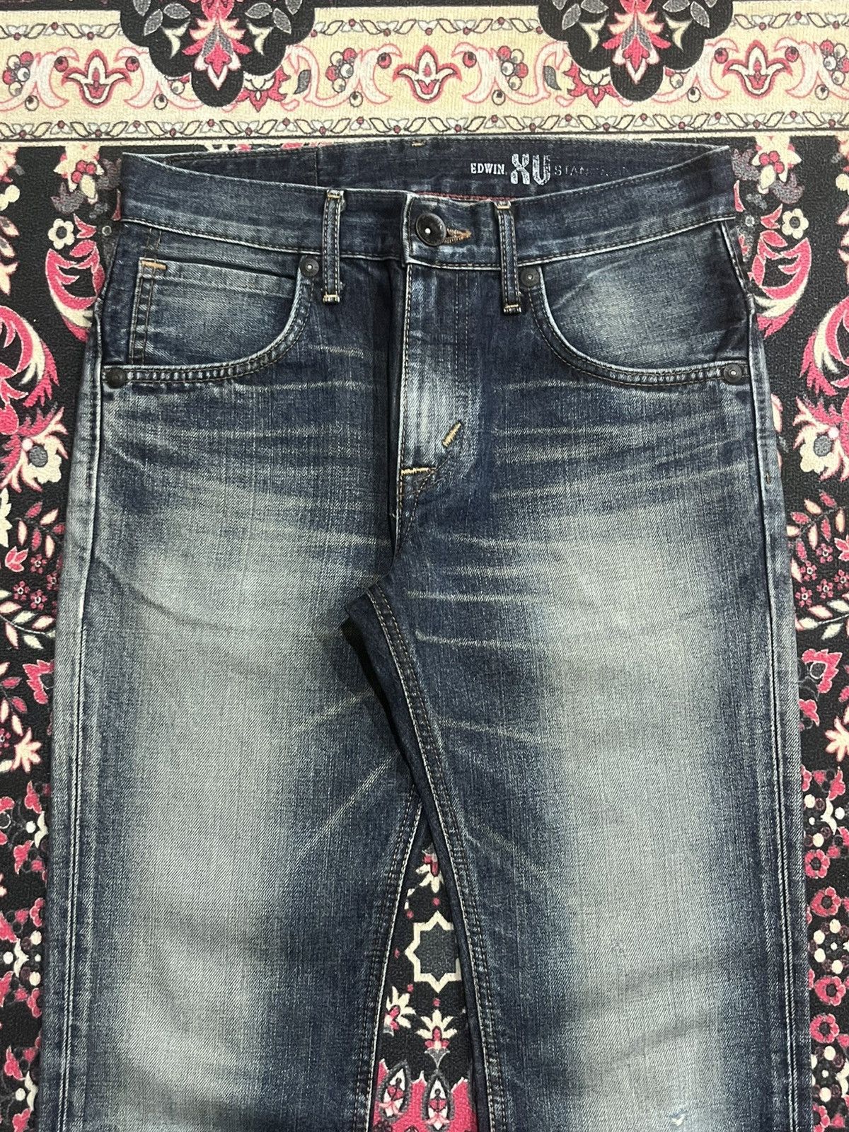 Tornado Mart Vintage Japanese Edwin XVS Dark Blue Faded Washed Flare Jean Size US 28 / EU 44 - 4 Thumbnail