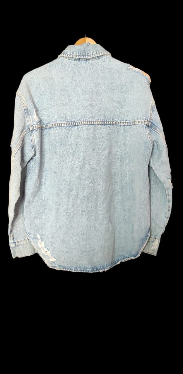 Zara Zara Denim Distressed Ripped Light Blue Jean Jacket Size S Size US S / EU 44-46 / 1 - 4 Thumbnail