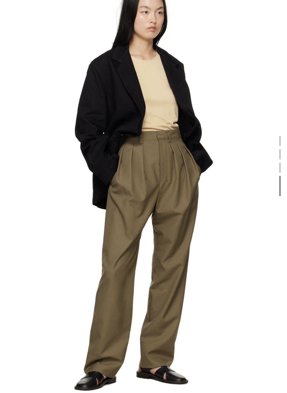 Lemaire Lemaire Taupe Pleated Trousers Size 27" / US 4 / IT 40 - 1 Thumbnail