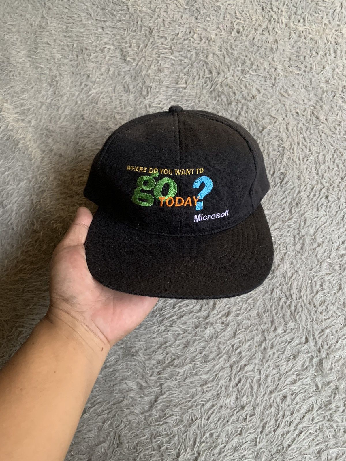 Microsoft Vintage 90s Microsoft Hat Cap Where Do You Want To Go? Size ONE SIZE - 1 Thumbnail