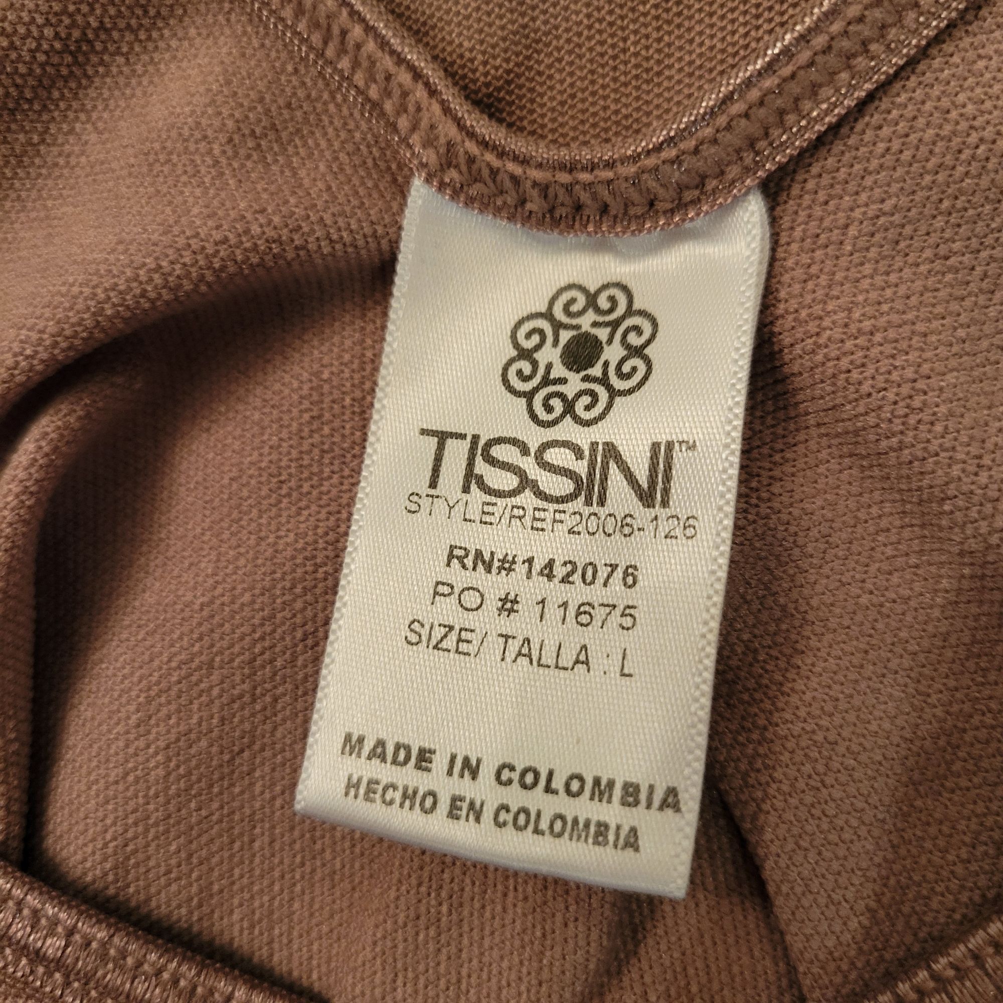 Other Tissini Colombia Bodysuit Shapewear L Brown V Neck Stretch S Size ONE SIZE - 2 Thumbnail