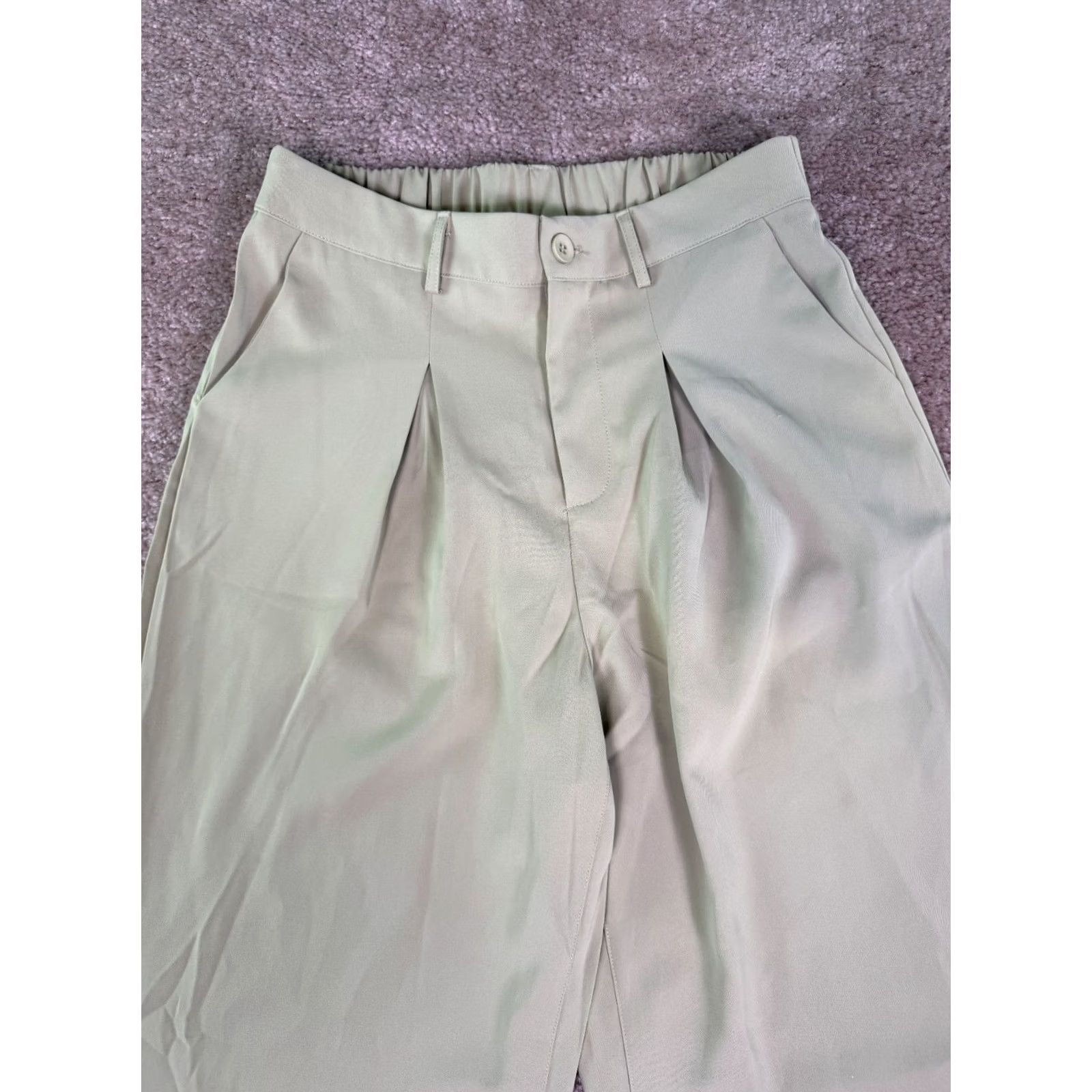 Vintage BTFBM Wide Leg Pants Green Size M Palazzo Smocked High Waist Pleated Size 32" / US 10 / IT 46 - 2 Thumbnail