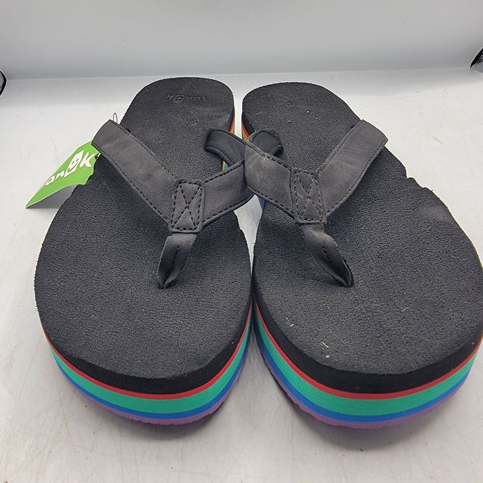 Sanuk Sanuk Stacker Flatform Womens 8 Rainbow Flip Flop Black Sand