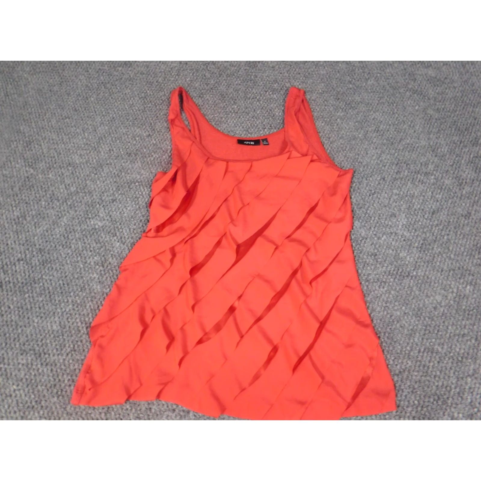 Apt. 9 Apt. 9 Blouse Women M Red Cap Sleeve Crew Neck Pullover Ruffle Button Solid Rayon Casual Basic Stretch Size M / US 6-8 / IT 42-44 - 2 Thumbnail