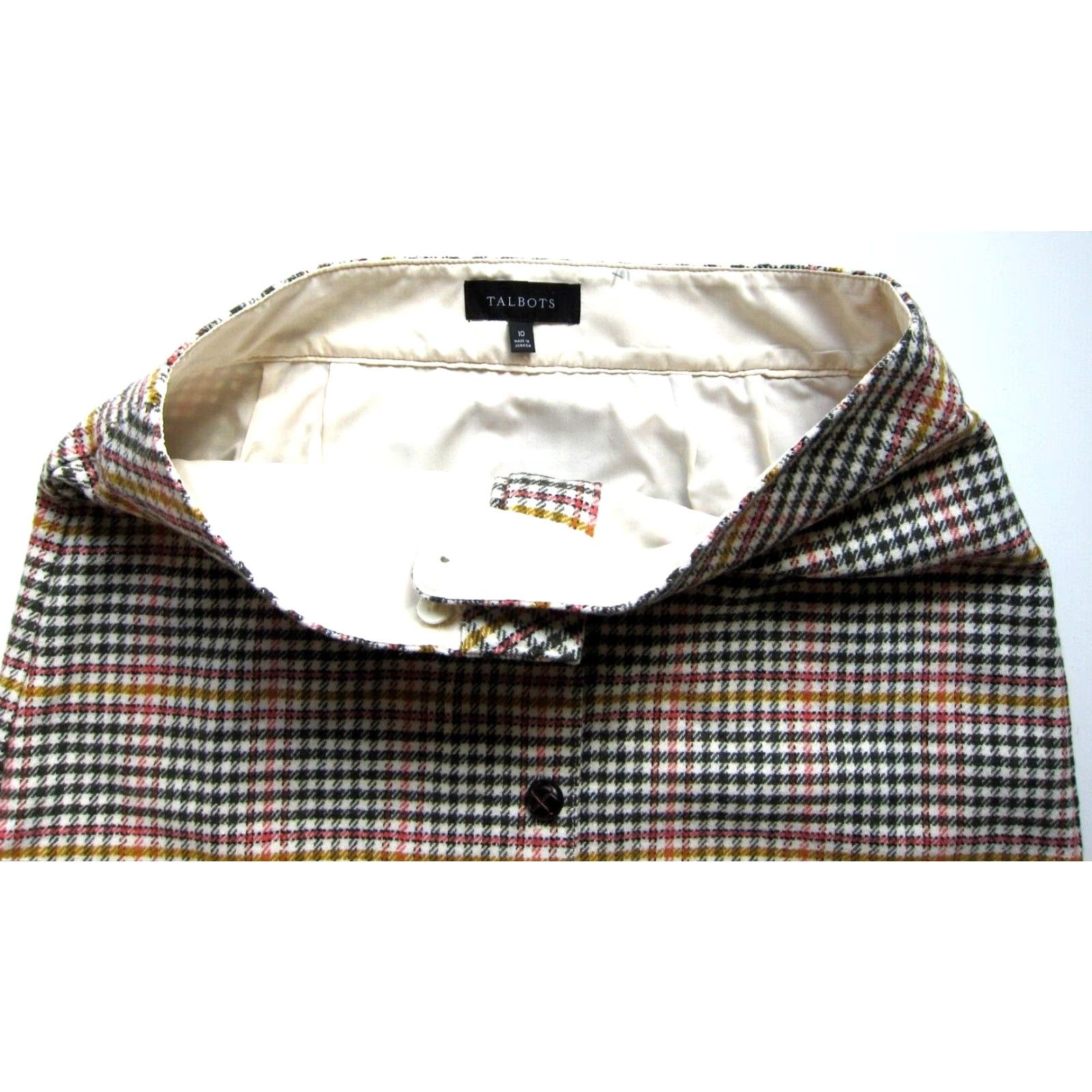 Talbots VINTAGE Talbots Wool Pink Green Yellow Plaid Button Down Pencil Skirt Women 10 Size 32" / US 10 / IT 46 - 5 Thumbnail