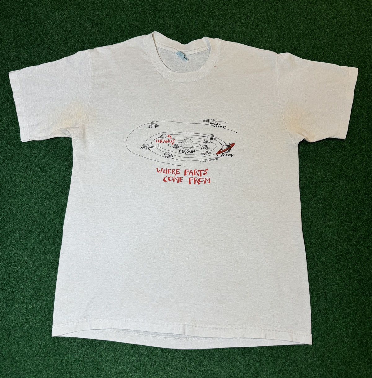 Vintage 80s Uranus Where Farts Come From Solar System Funny T Shirt Size US L / EU 52-54 / 3 - 1 Thumbnail