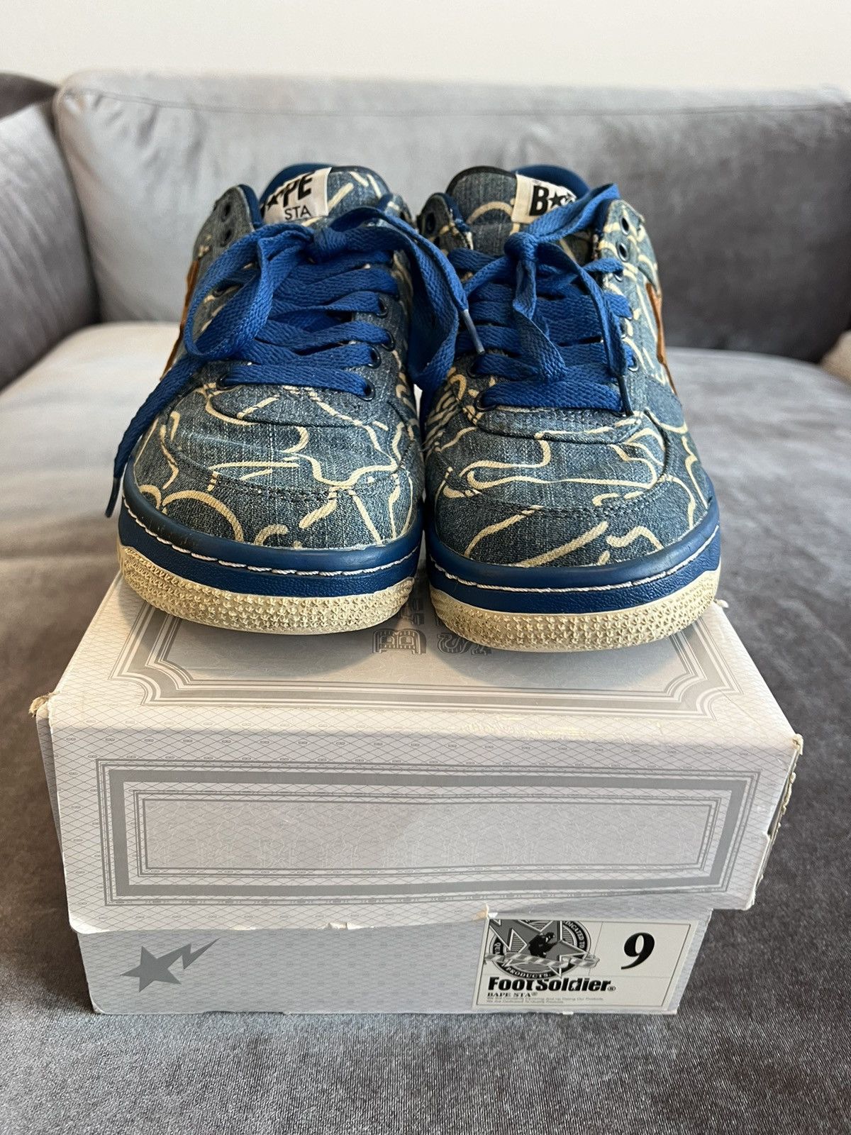 Bape Denim Bapesta Size US 9 / EU 42 - 1 Thumbnail