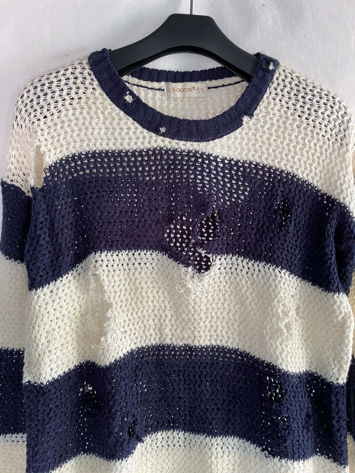Yasuyuki Ishii JAPANESE DISTRESSED CREATORE STRIPED KNIT Size US S / EU 44-46 / 1 - 3 Thumbnail