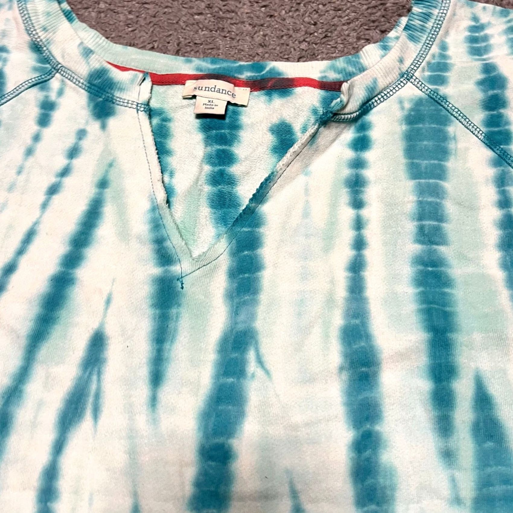 Vintage Sundance Shirt Top Womens XL Turquosie Tie Dye Short Sleeve Sweatshirt Fabric Shirt Women XL Turquoise Tie Dye Sweatshirt Fabric Size XL / US 12-14 / IT 48-50 - 2 Thumbnail