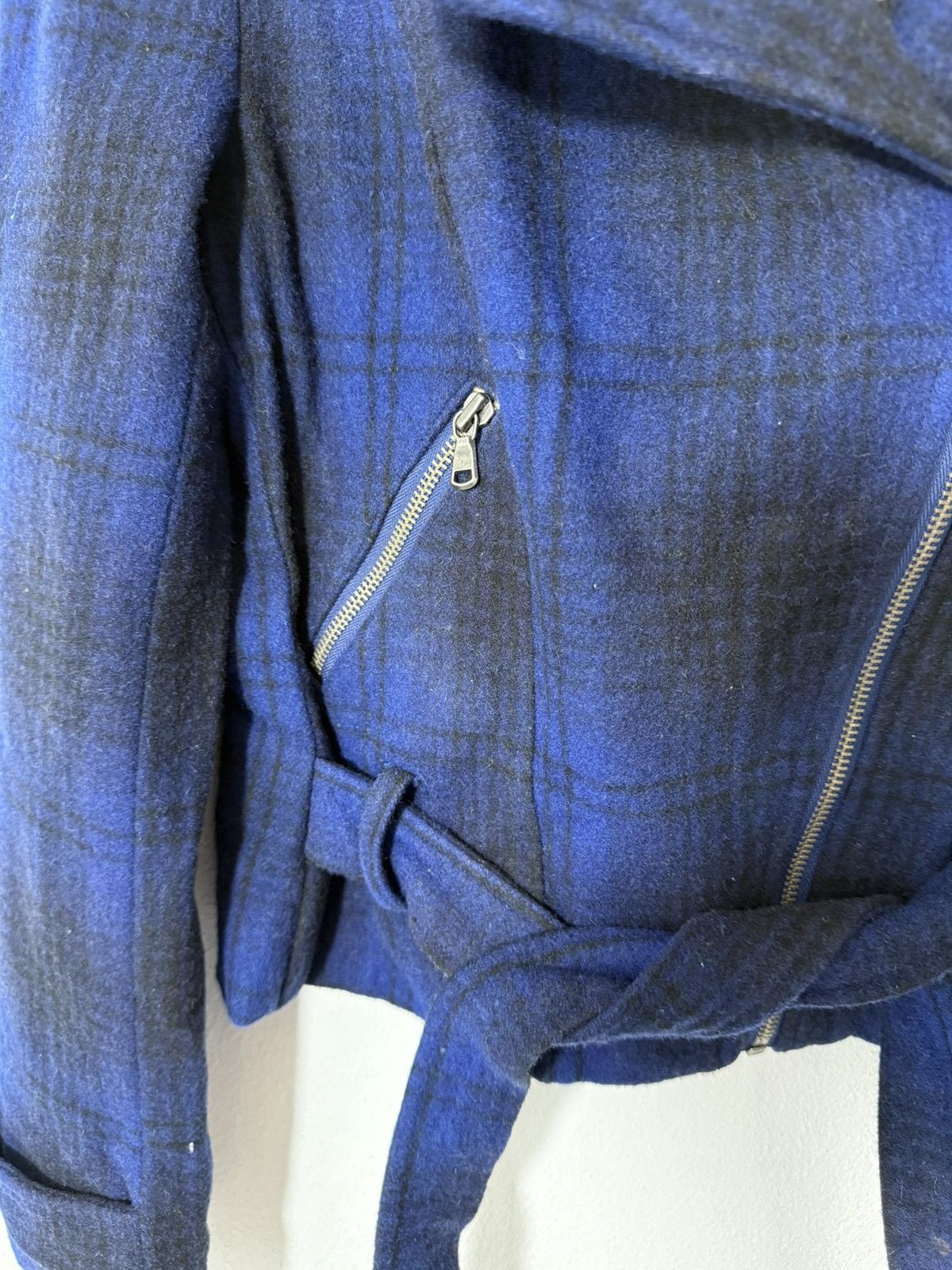 Calvin Klein × Calvin Klein 205W39NYC CALVIN KLEIN ASYMMETRIC JACKET BIKER DESIGN BLUE BLACK PLAID Size M / US 6-8 / IT 42-44 - 5 Thumbnail