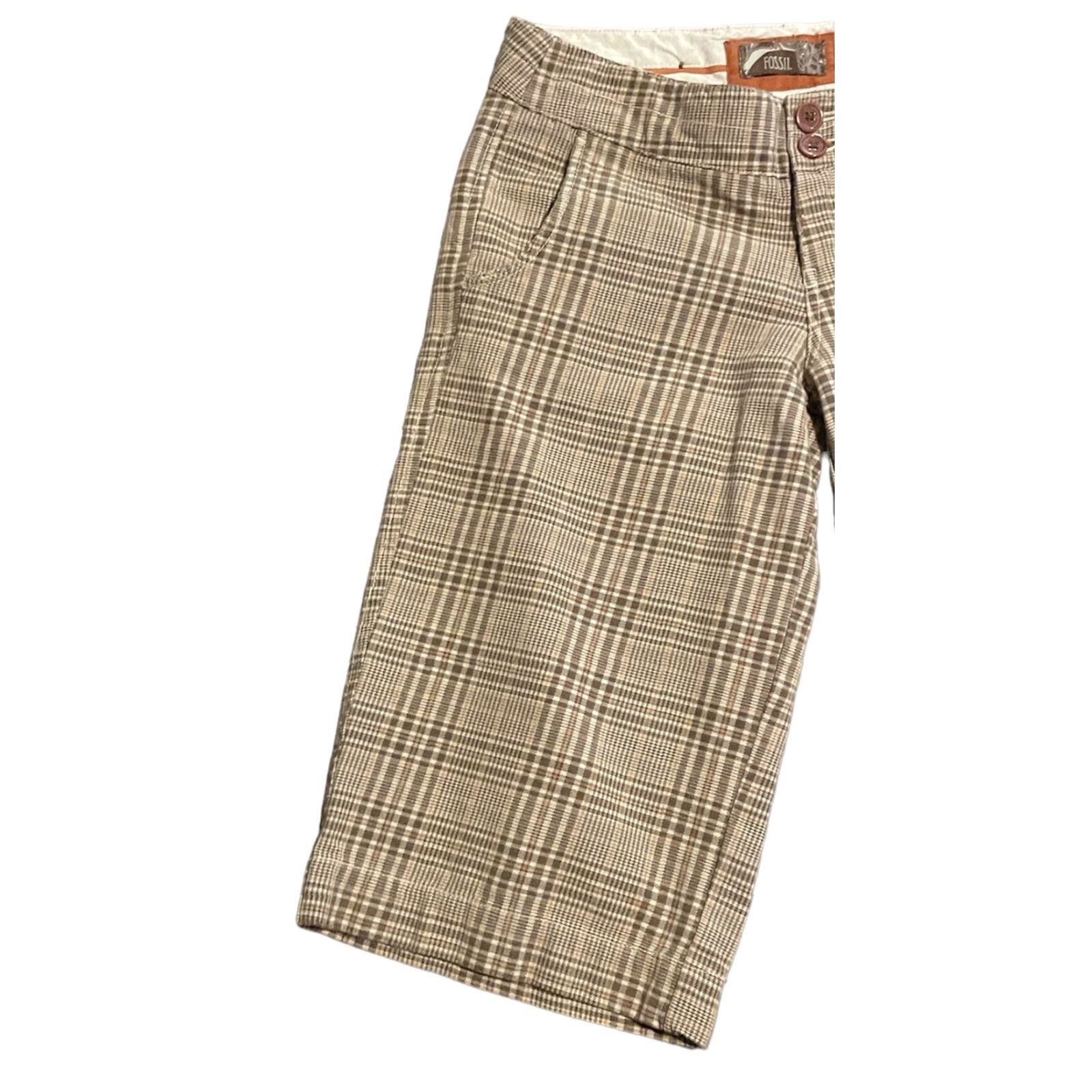 Fossil VINTAGE Fossil Bermuda Shorts Womens 90s Plaid Brown Sz 2 Hong Kong Y2K Jeans Bermuda Shorts Size 26" / US 2 / IT 38 - 2 Thumbnail