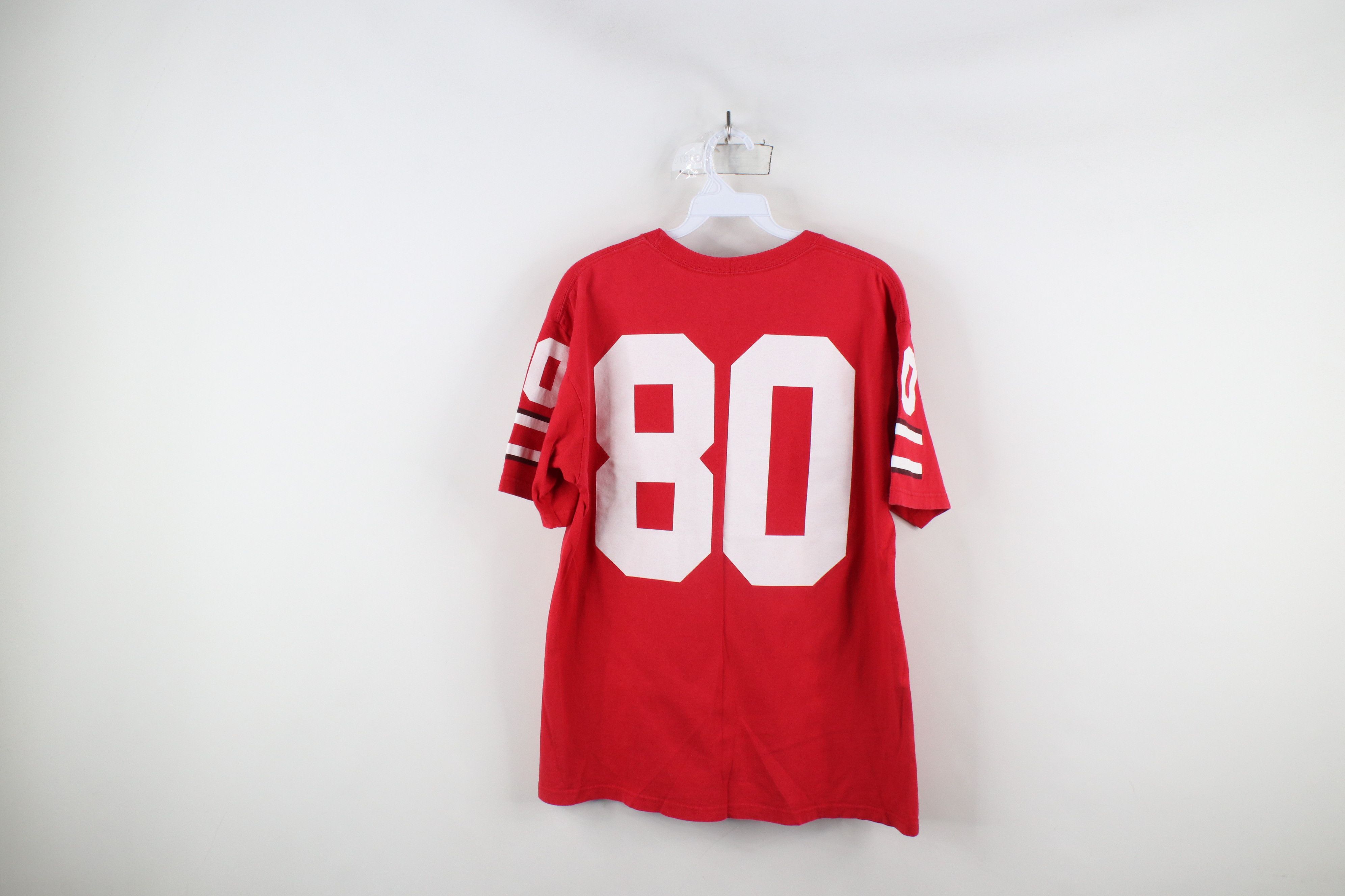 Nike × Vintage Vintage Nike University Football Jersey T-Shirt Red #80 Size US S / EU 44-46 / 1 - 11 Thumbnail