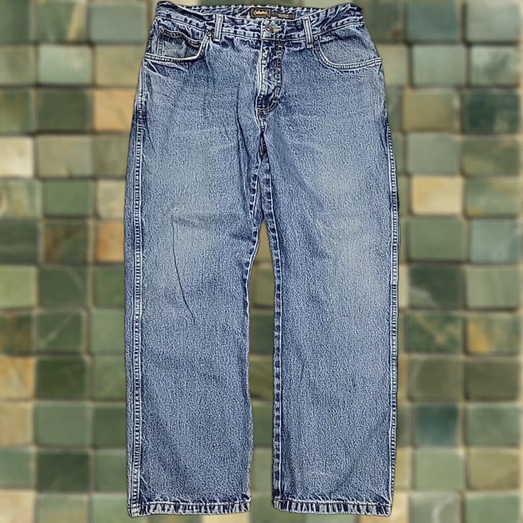 Vintage VINTAGE Cabela's Jeans Mens 34x30 Blue Denim Faded Whiskered Straight Leg Cotton Jeans Size US 34 / EU 50 - 1 Thumbnail