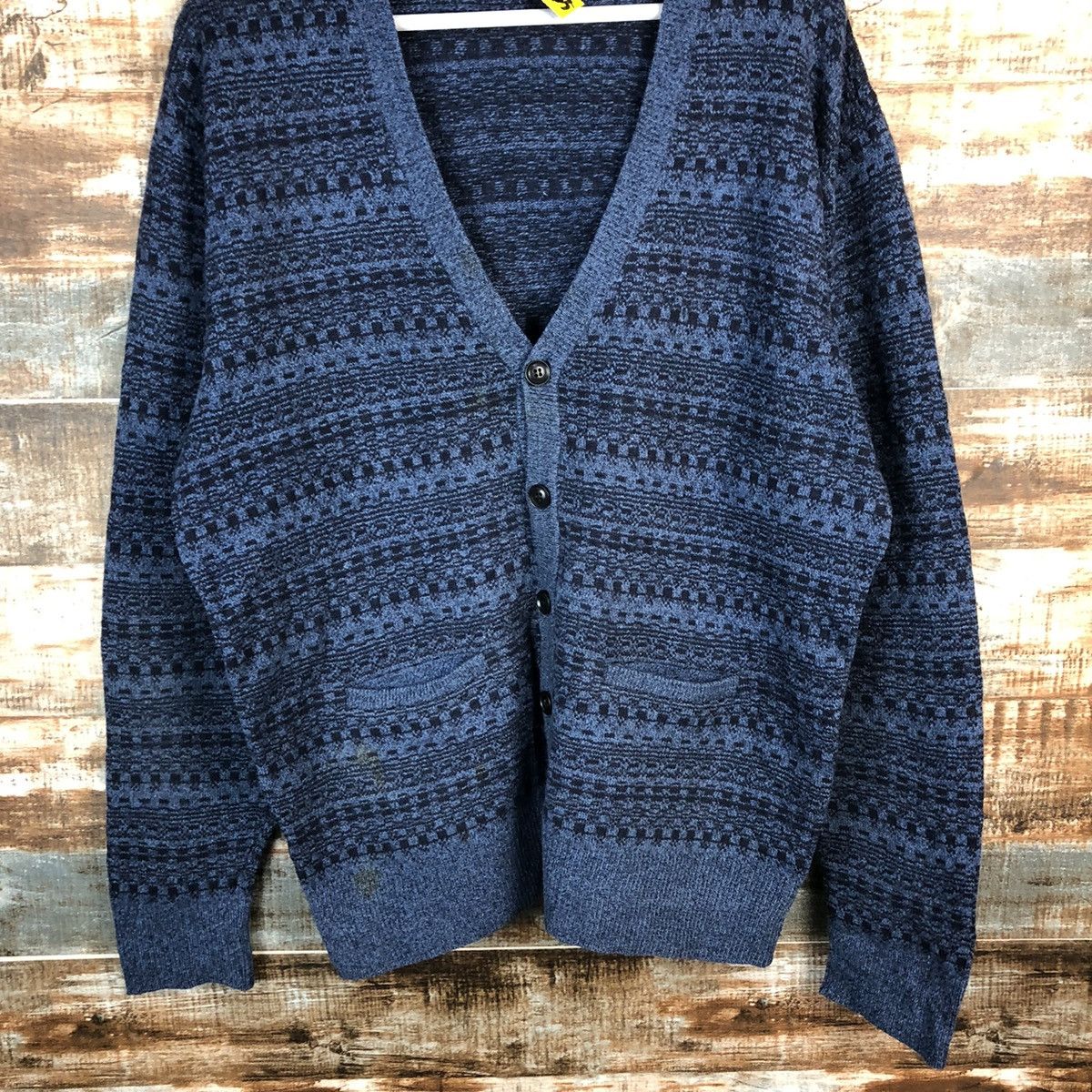 Vintage D Le Cent Blue vintage pattern Cardigan Knitwear #A1723 Size US L / EU 52-54 / 3 - 3 Thumbnail