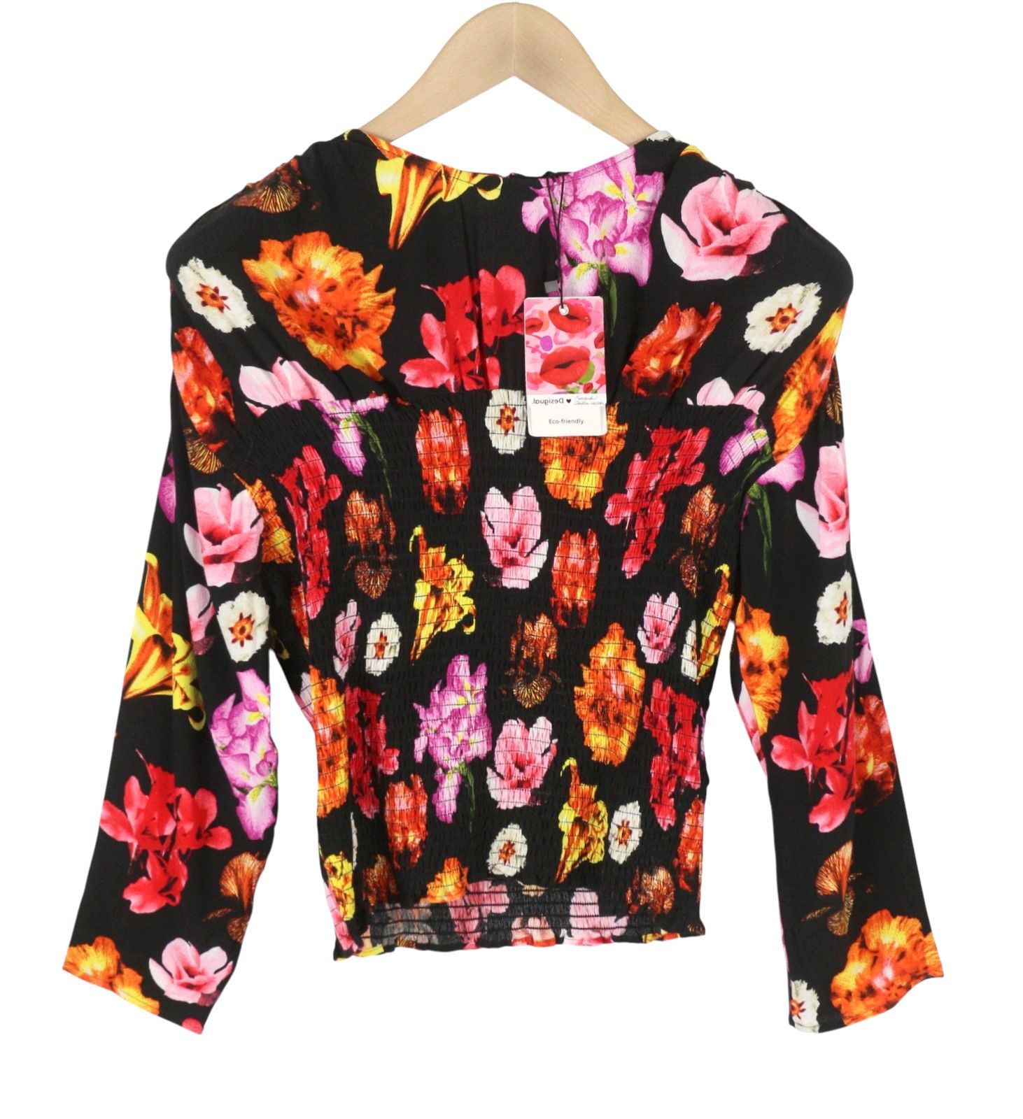 Desigual BLUS ROSA L Colourful Floral Cropped Blouse 88936 Size L / US 10 / IT 46 - 4 Thumbnail