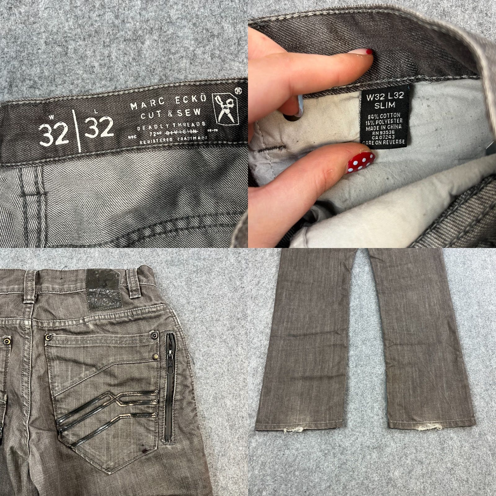 Marcs VINTAGE Marc Ecko Jeans Regular Straight 32 32 Dark Wash Grey Y2K Zip Pocket Mens Jeans Size US 32 / EU 48 - 8 Thumbnail