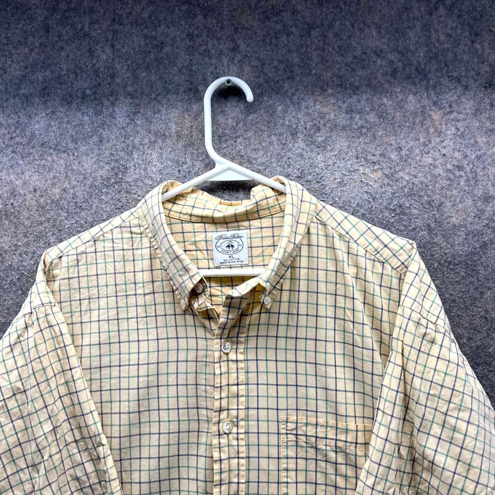 Brooks Brothers Brooks Brothers Sport Shirt Men XL Yellow Plaid Button-Down Cotton Windowpane Short Sleeve Button-Up Casual Business Size US XL / EU 56 / 4 - 5 Thumbnail