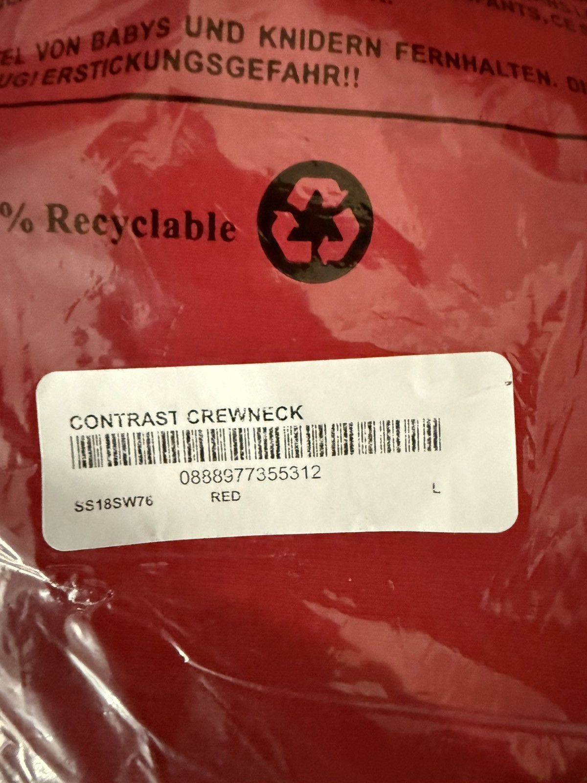Supreme Supreme Contrast Crewneck Red Size US L / EU 52-54 / 3 - 2 Thumbnail