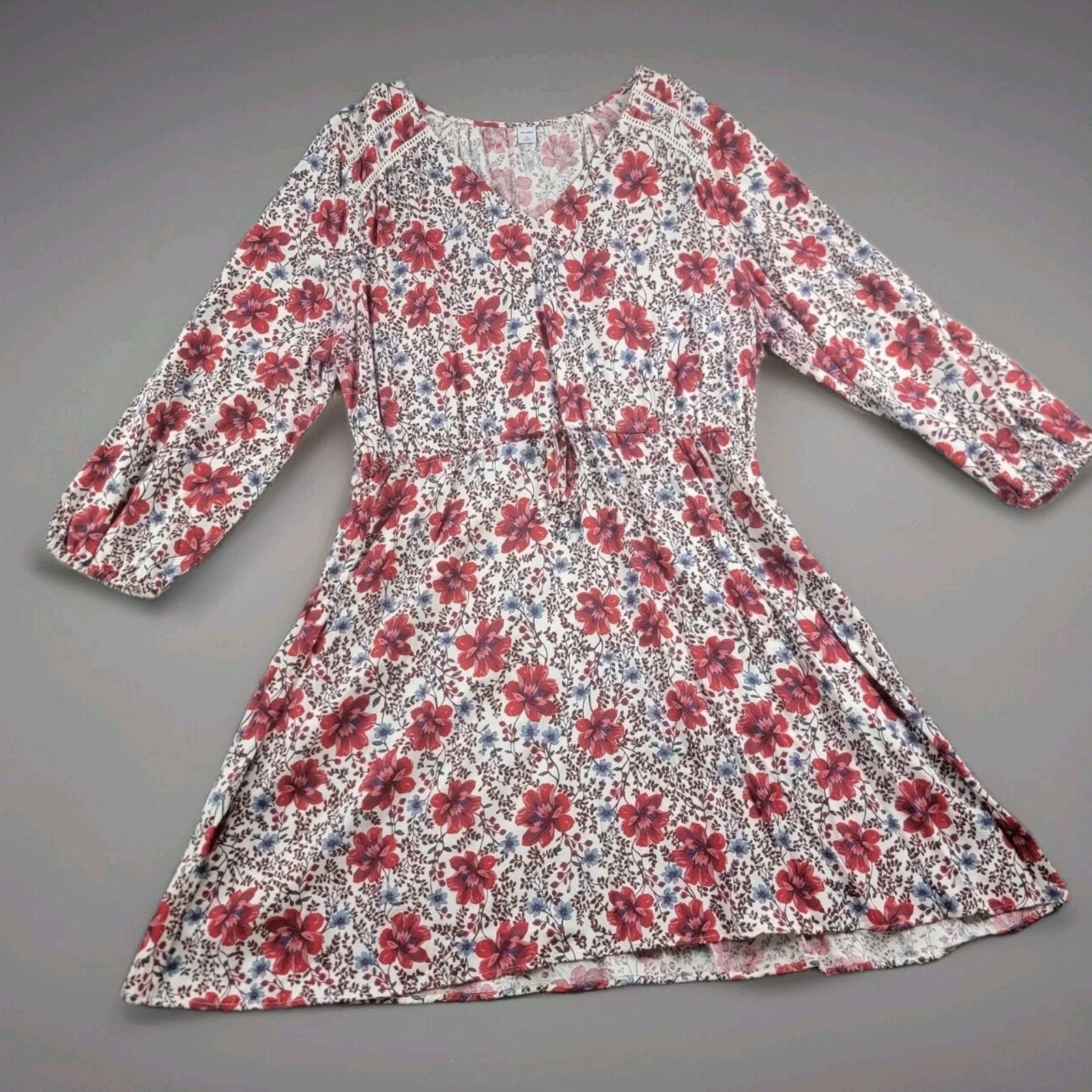 Old Navy Old Navy Waist-Defined Floral V-Neck Dress Long Sleeve Size XL / US 12-14 / IT 48-50 - 1 Thumbnail