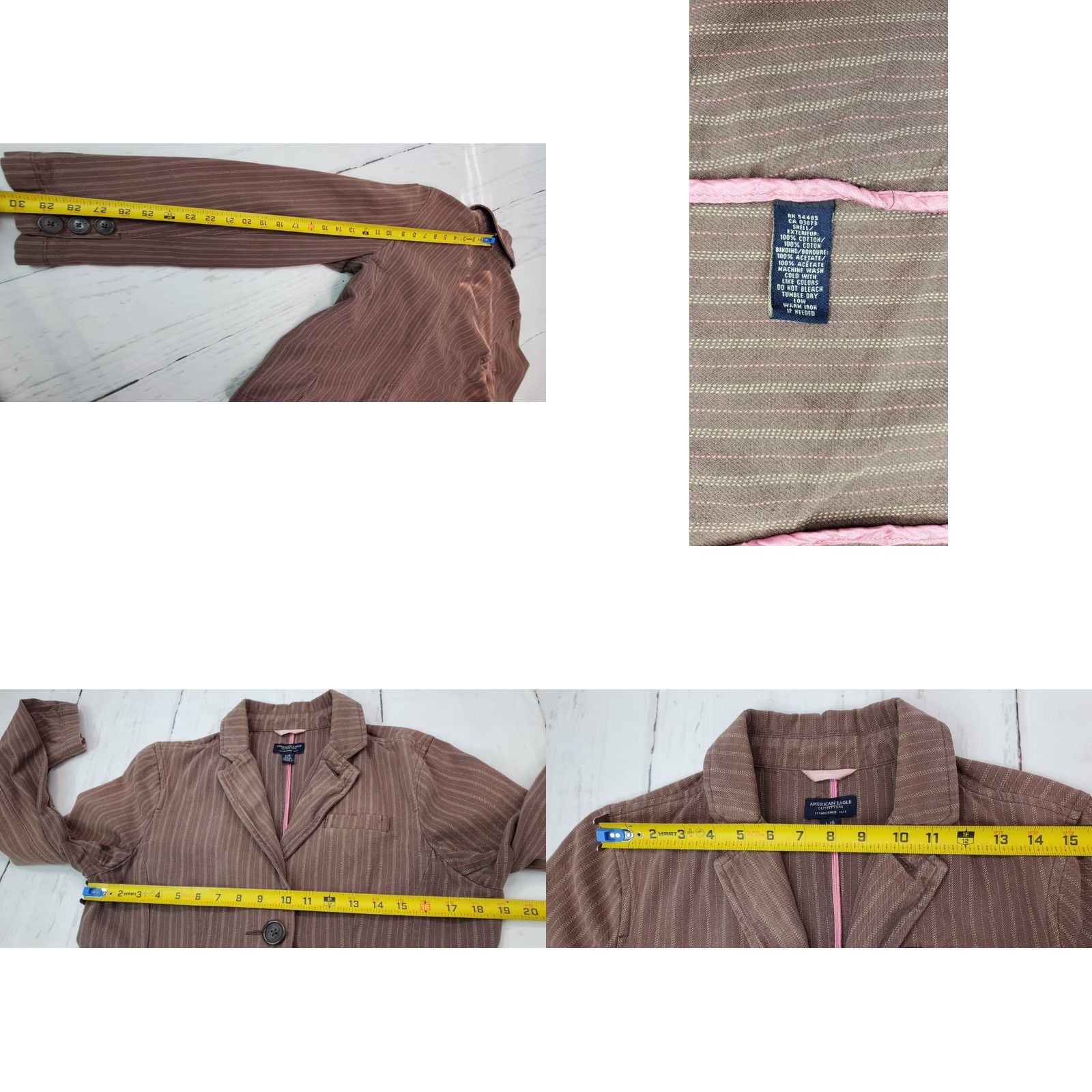 American Eagle Outfitters American Eagle Outfitters Blazer Jacket Women’s L Brown Vertical Stripes - 2-Button, Casual, Vintage? Size L / US 10 / IT 46 - 8 Thumbnail