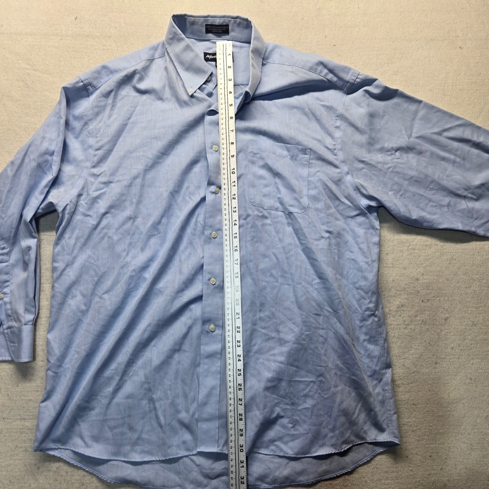 Vintage Meeting Street Shirt Button Up Long Sleeve Adult Mens 17.5 Blue Cotton Denim Modern Casual Size XXL / US 16-18 / IT 52-54 - 6 Thumbnail
