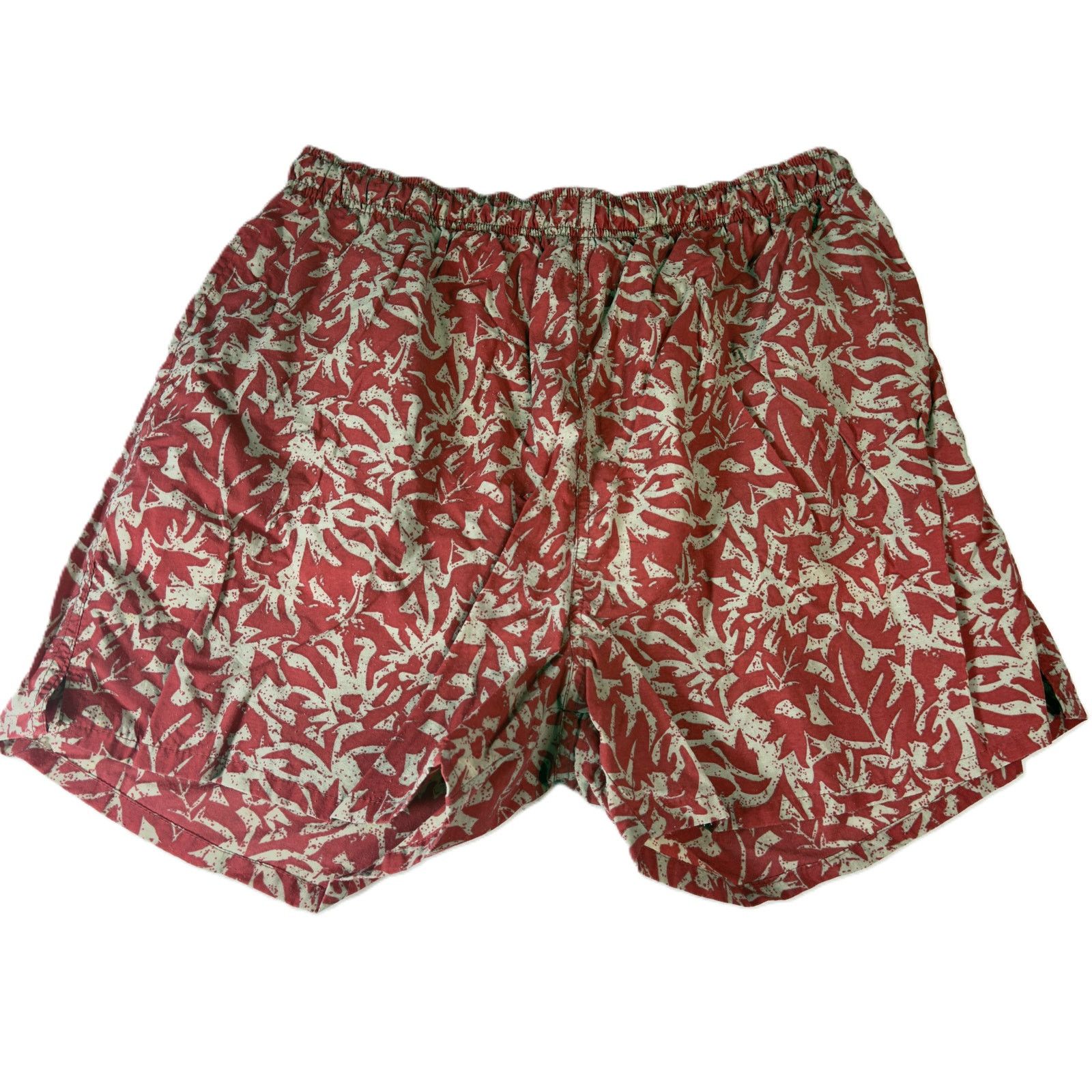 Other Laguna Men Large Swim Trunks Red Leaf Print Lined Drawstring Size US 30 / EU 46 - 2 Thumbnail