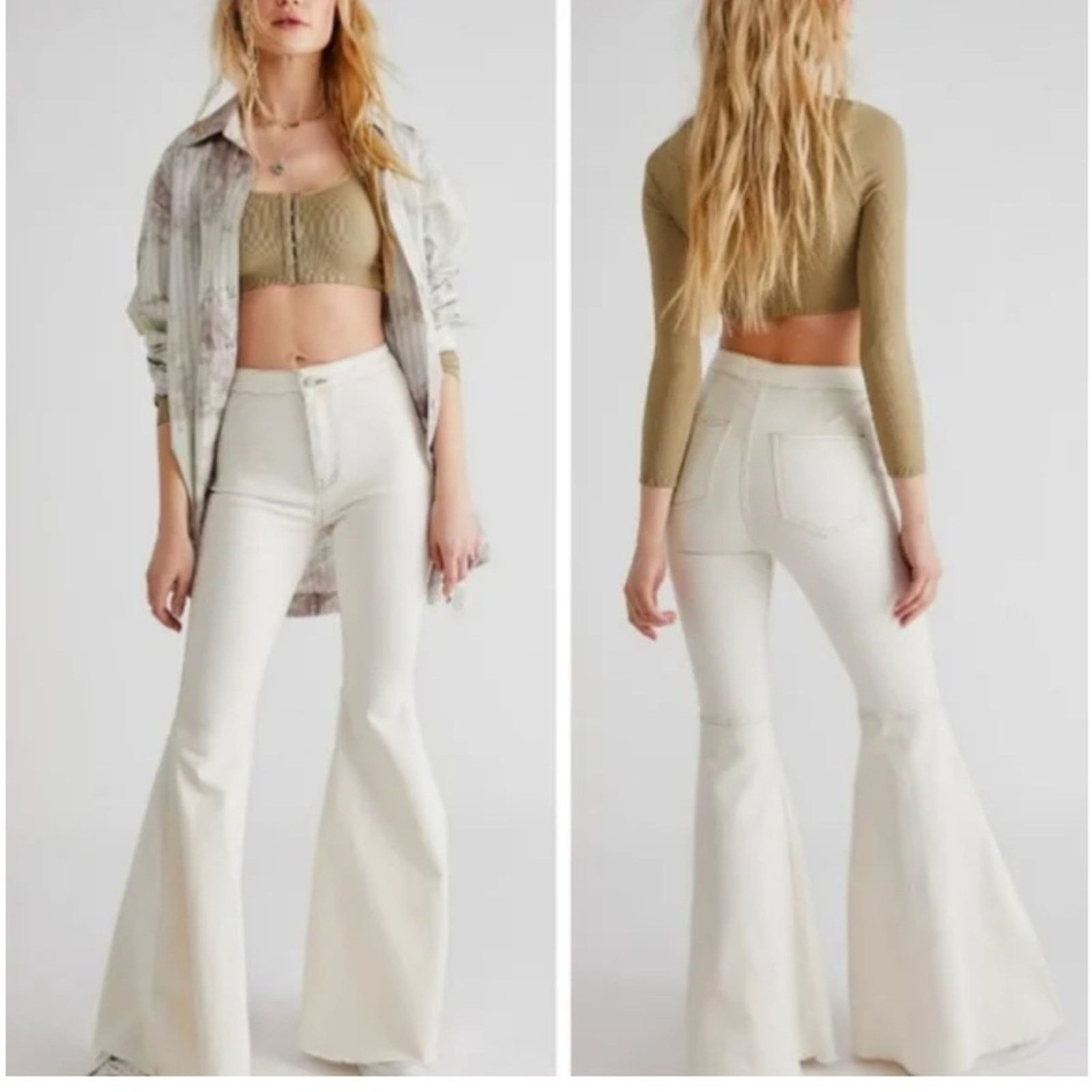 Free People NWOT Free People Float on Flares in white Size 32" / US 10 / IT 46 - 1 Thumbnail