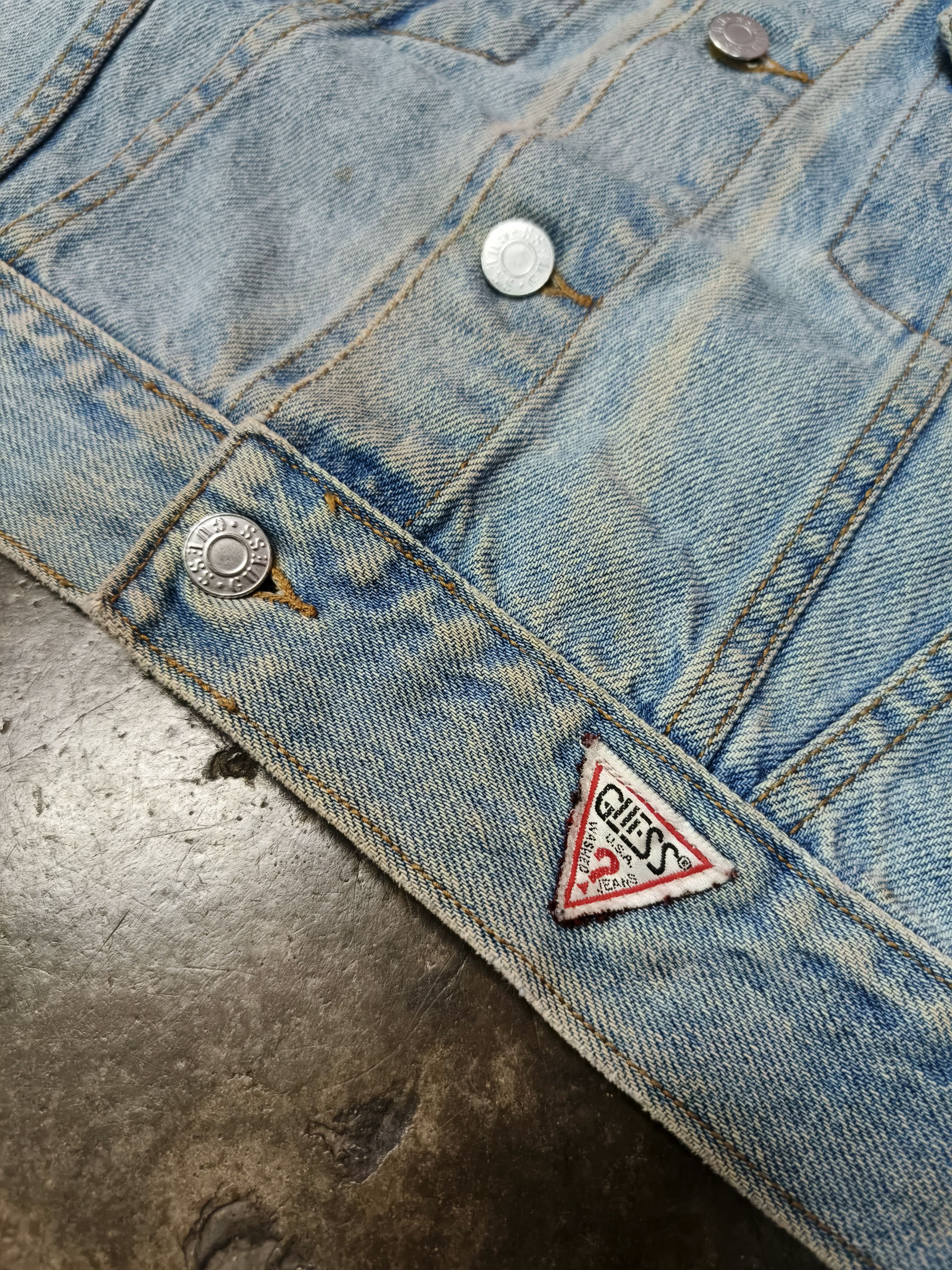 Georges Marciano 80'S Guess Jeans Light Wash Cropped Trucker Jacket Size US M / EU 48-50 / 2 - 4 Thumbnail