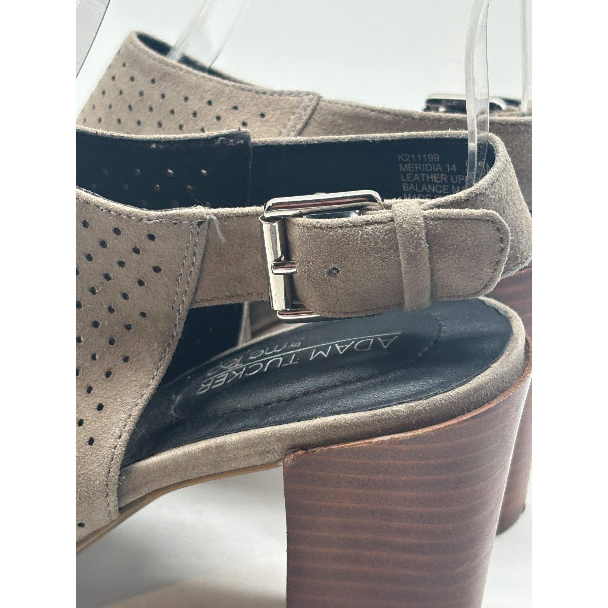 Other Adam Tucker Meridia Perforated Suede Sandal, 9.5, M, Taupe Size US 9.5 / IT 39.5 - 4 Thumbnail