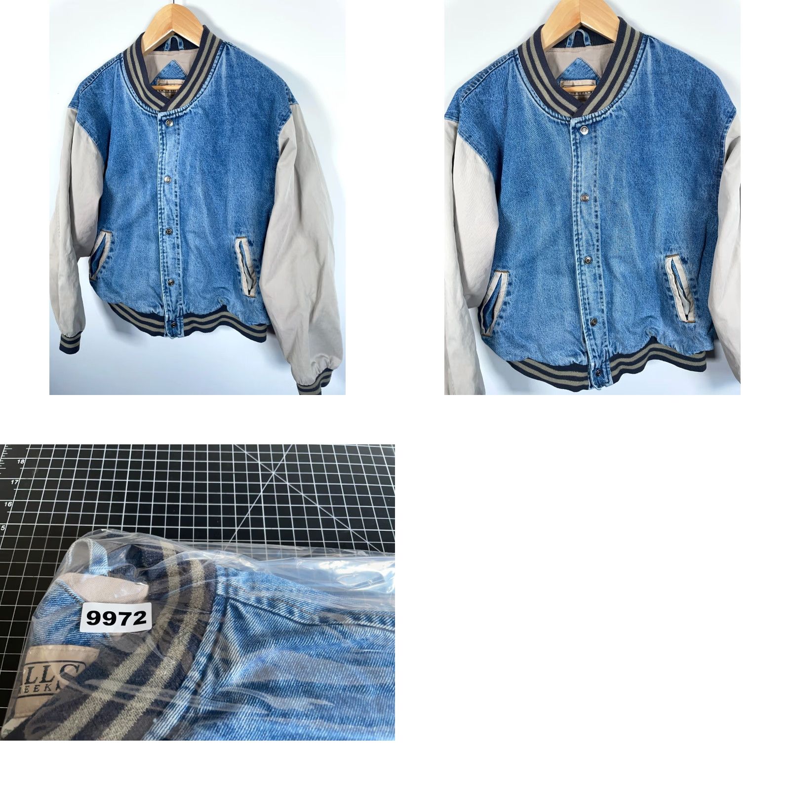 Vintage VINTAGE Falls Creek Denim Bomber Jacket Shirt Men XL Blue Beige Maine Embroidery 90s City Retro Size US L / EU 52-54 / 3 - 9 Thumbnail