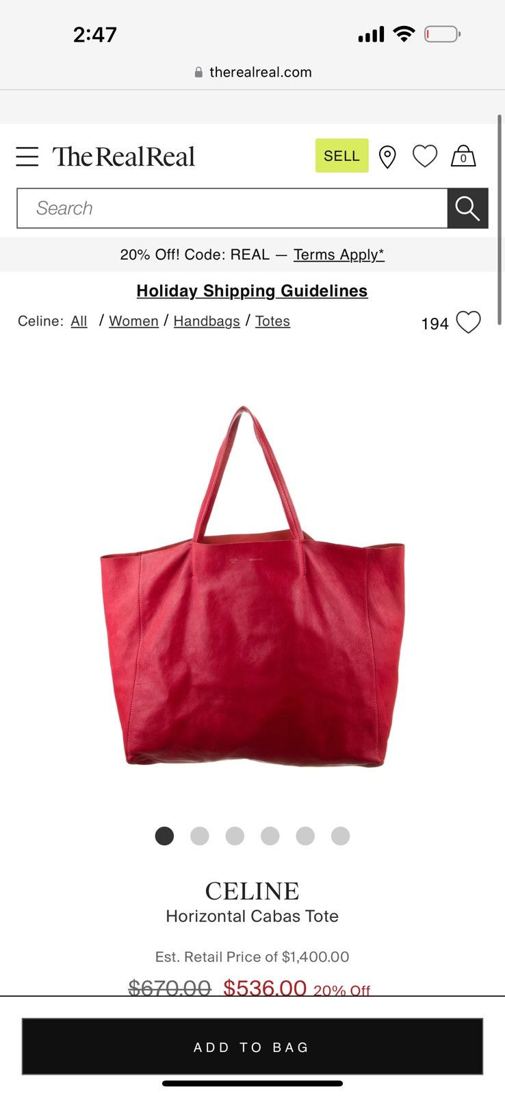 Celine CÉLINE Horizantal Cabas Tote - Genuine Red Leather Size ONE SIZE - 1 Preview