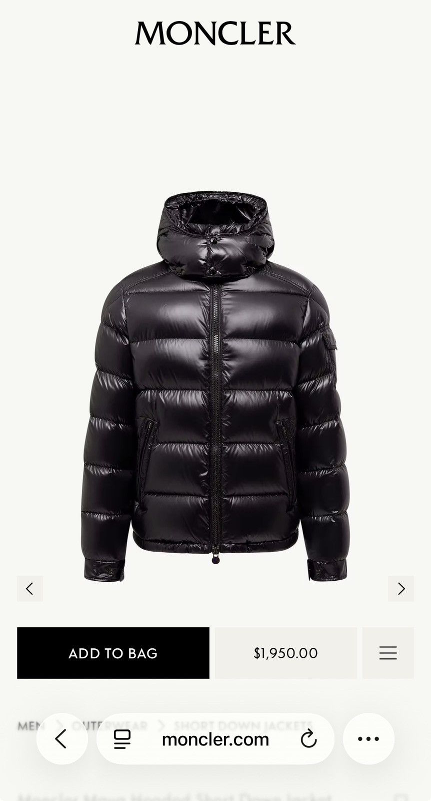 Moncler Moncler Men’s Maya short down puffer jacket size 1/S Size US S / EU 44-46 / 1 - 1 Thumbnail
