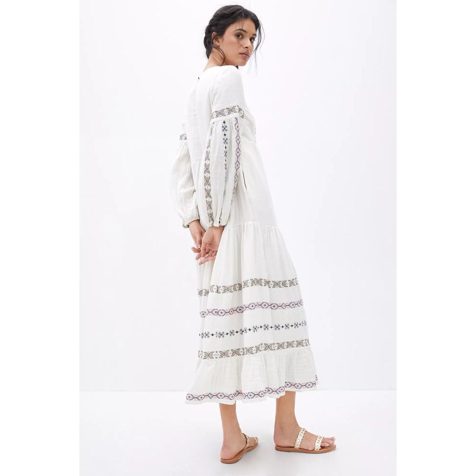 Anthropologie Anthropologie Lucienne Embroidered Maxi Dress Size 12 Size XL / US 12-14 / IT 48-50 - 4 Thumbnail