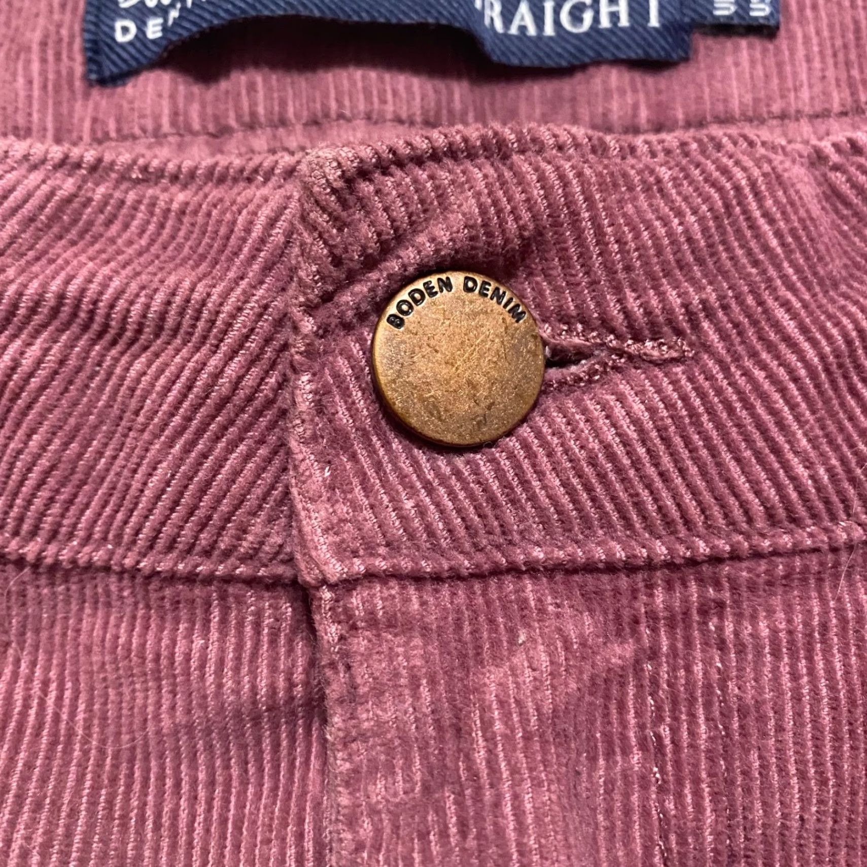 Boden Boden Womens Jeans Corduroy Red Slim Straight High Rise 10 Regular 28in Inseam 5-Pocket Pattern Solid Cotton Spandex Women Size 32" / US 10 / IT 46 - 4 Thumbnail
