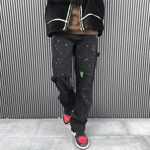Other Black Color Graffiti Cargo Flared Jeans Size US 36 / EU 52 - 2 Thumbnail