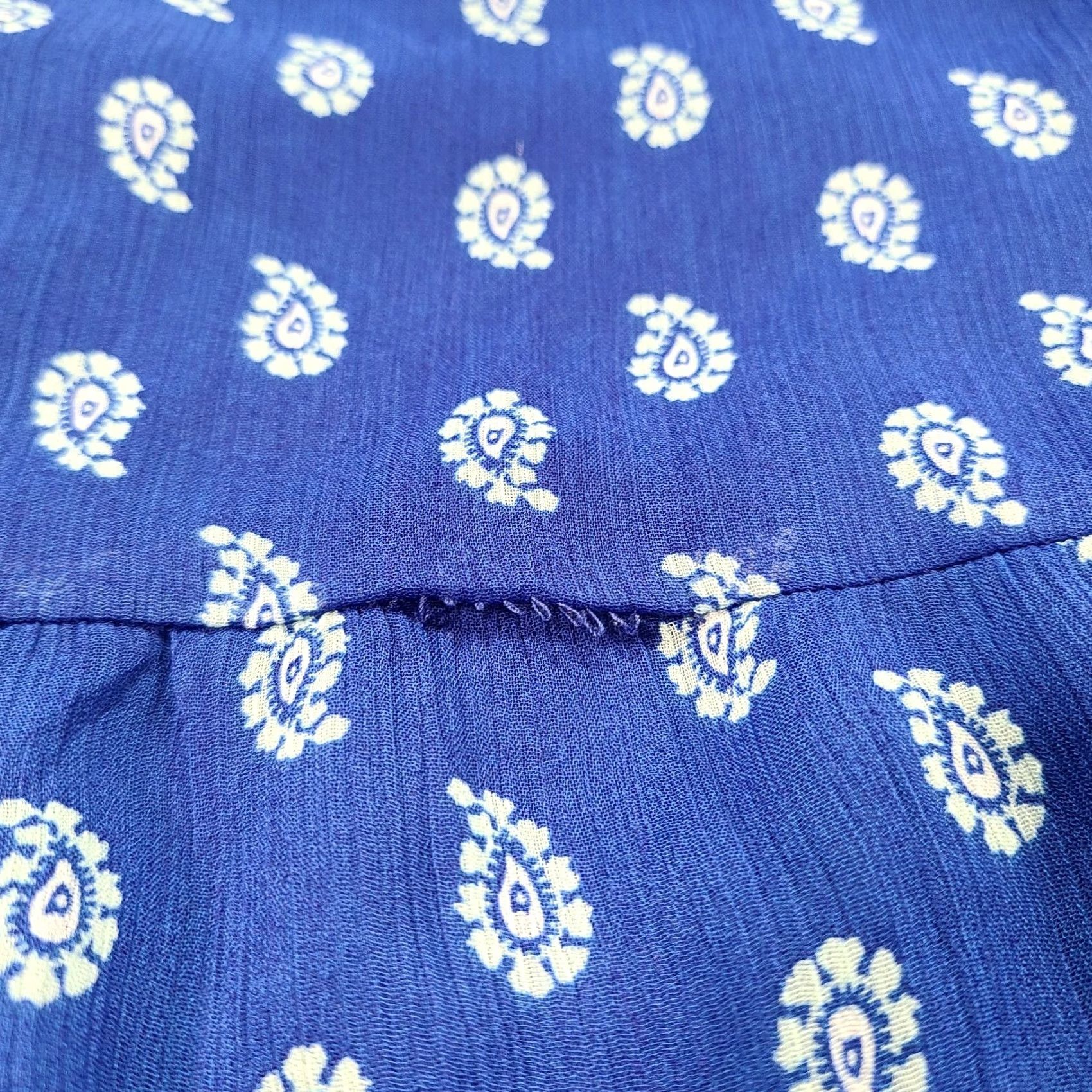 Old Navy Old Navy Dress Womens XS Blue Mini Sundress Paisley Tiered Round Neck Sleeveless Size XS / US 0-2 / IT 36-38 - 4 Thumbnail