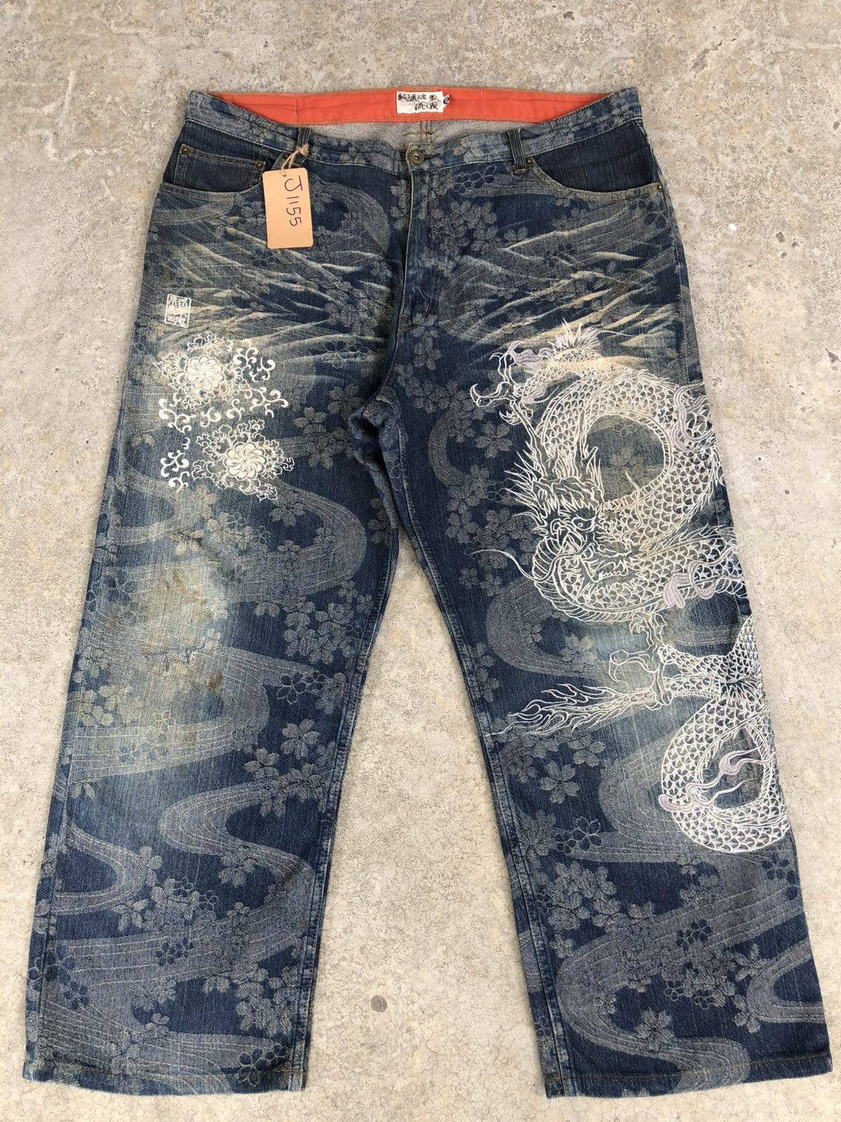 Karakuri Tamashii Karakuri Tamashii Embroidered Jeans Distressed Jeans Size US 39 - 1 Thumbnail