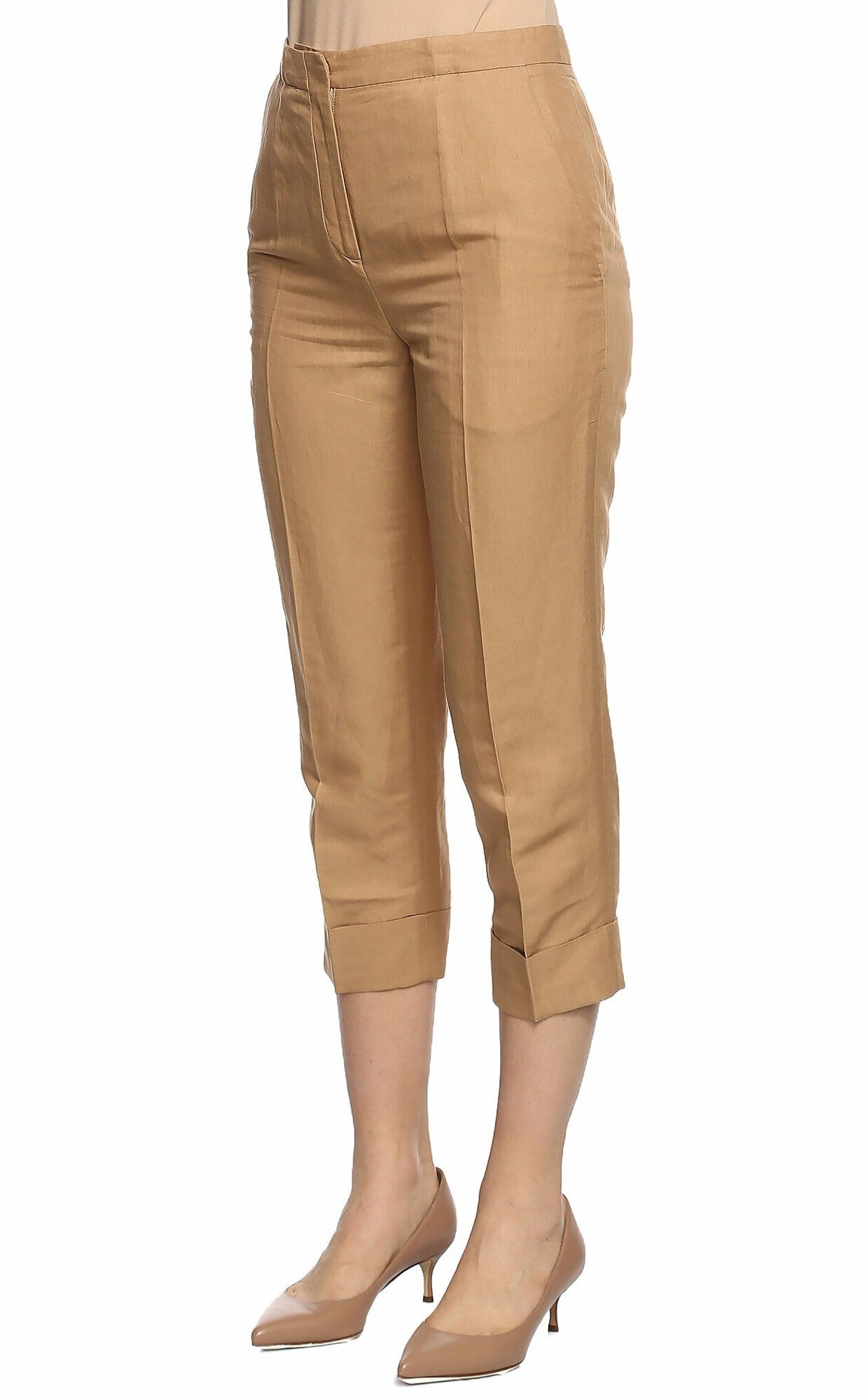 Viktor & Rolf VIKTOR & ROLF beige linen belted cropped short pants 8 44 Size 30" / US 8 / IT 44 - 3 Thumbnail
