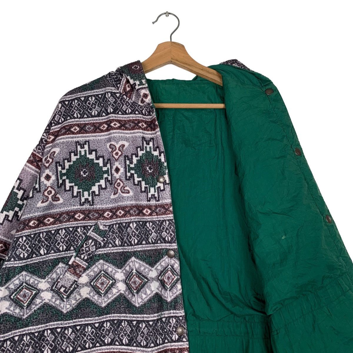 Vintage Native Navajo Overprint Reversible Hooded Jacket #0414-C19 Size US L / EU 52-54 / 3 - 10 Thumbnail